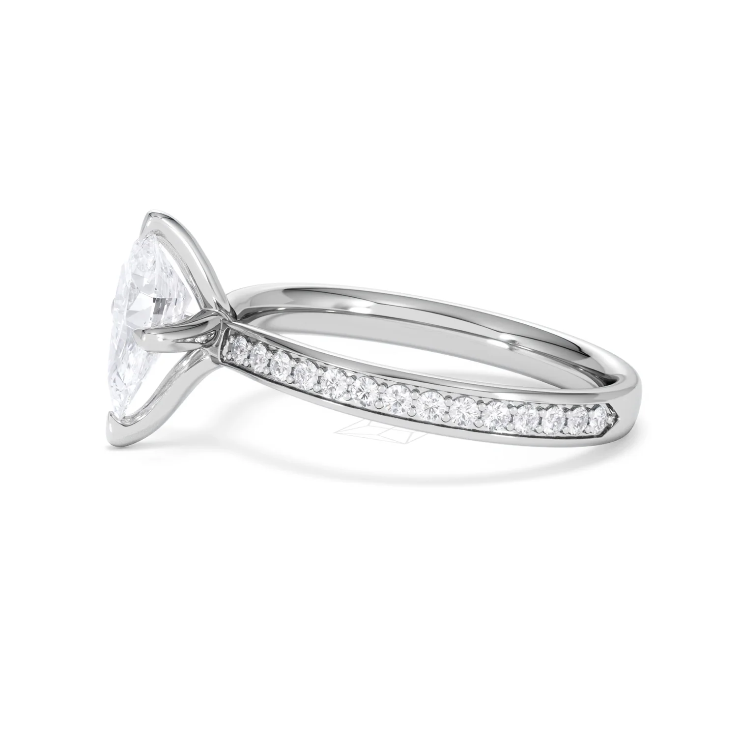 Origin Twist 1.00ct Pear Cut Lab Diamond Solitaire Engagement Ring with Side Stones in Platinum - Image 70