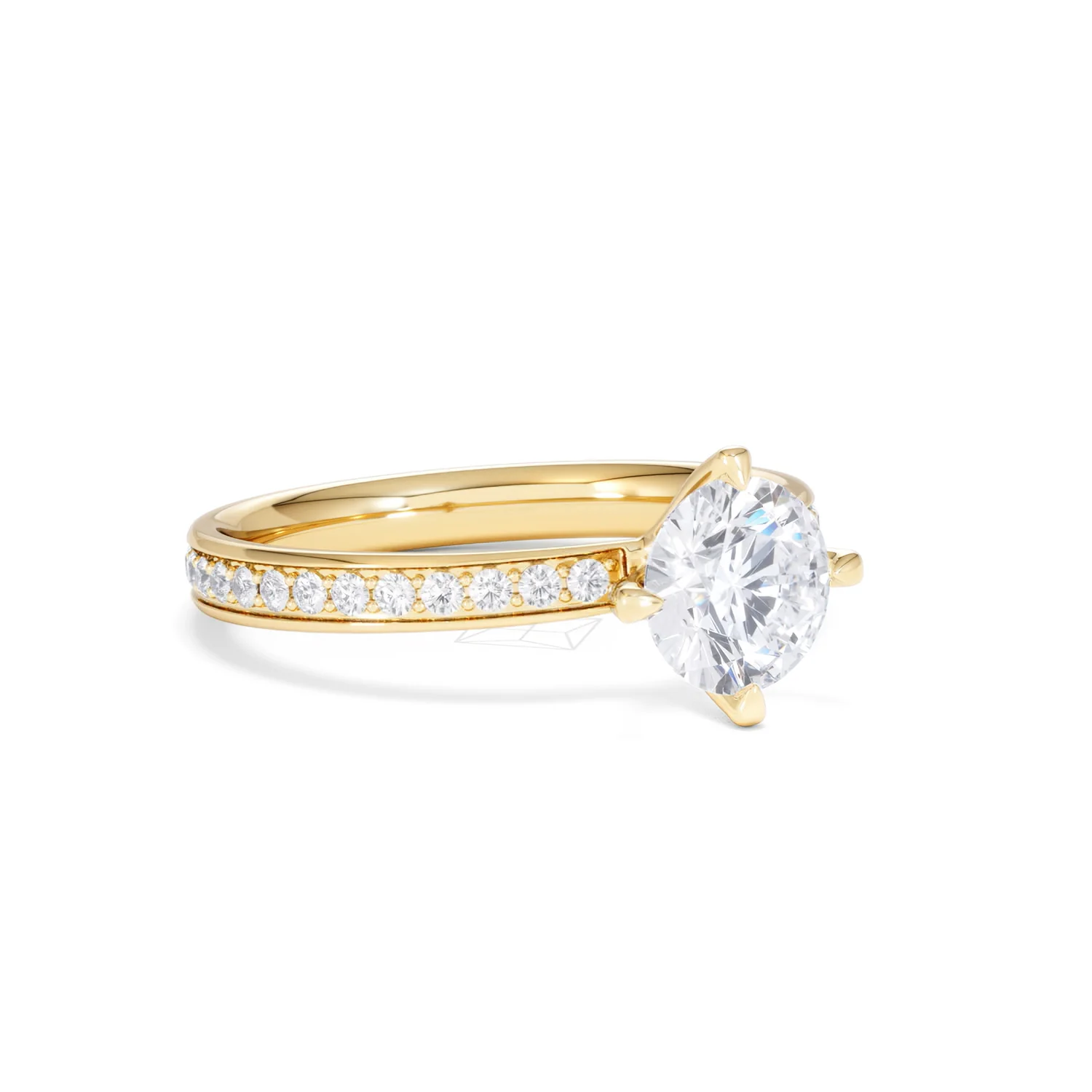 Origin Twist 1.00ct Round Cut Lab Diamond Solitaire Engagement Ring with Side Stones in 18K Yellow Gold - Image 14