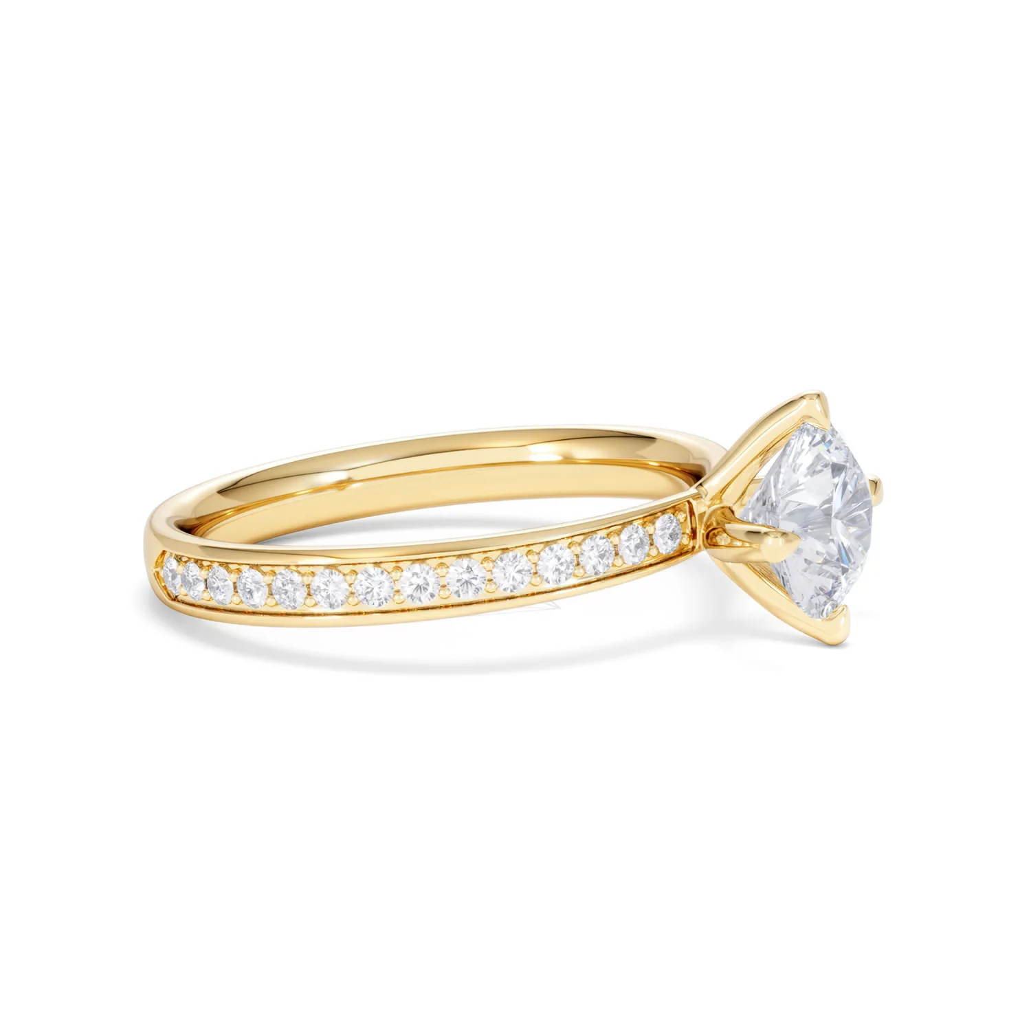 Origin Twist 1.00ct Round Cut Lab Diamond Solitaire Engagement Ring with Side Stones in 18K Yellow Gold - Image 21