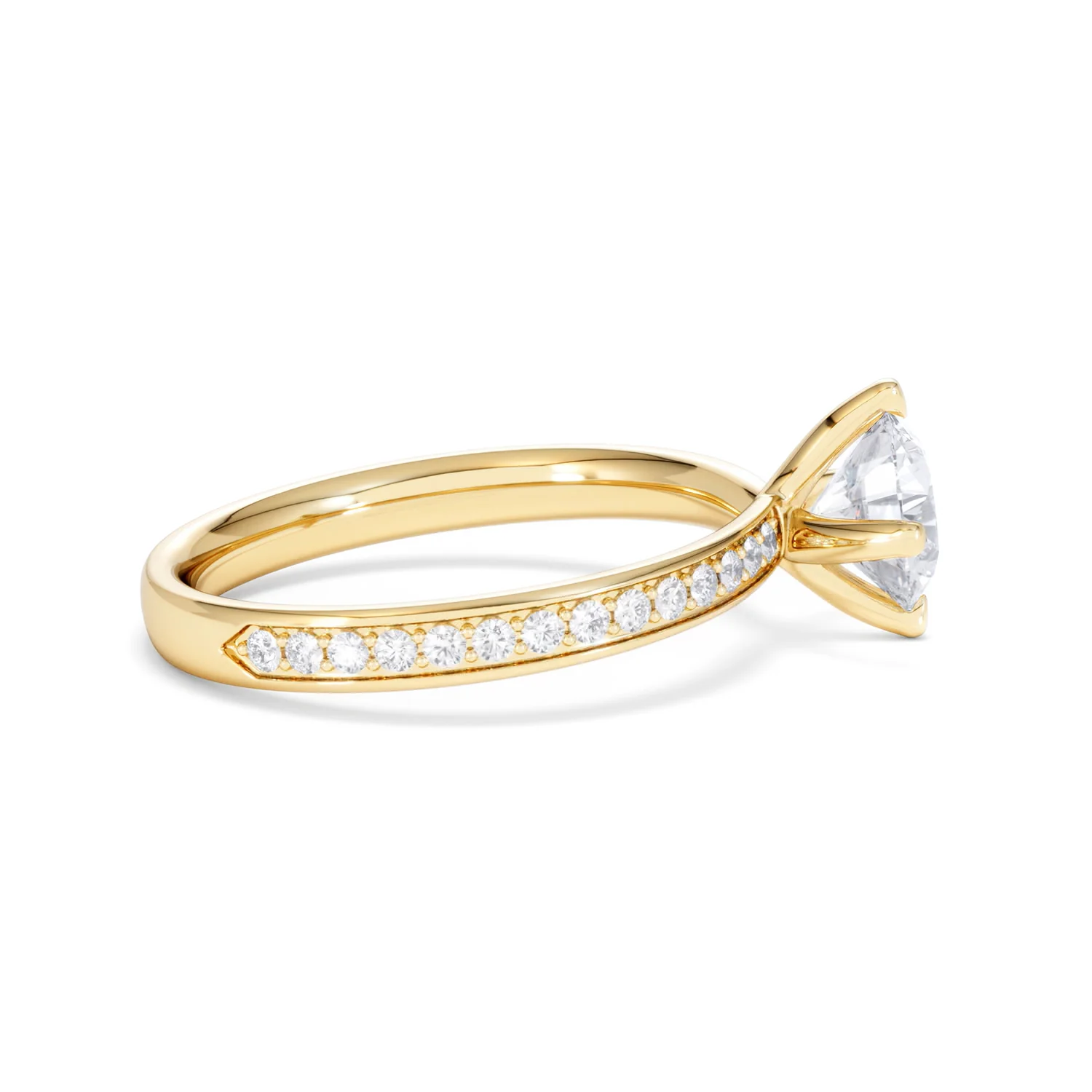 Origin Twist 1.00ct Round Cut Lab Diamond Solitaire Engagement Ring with Side Stones in 18K Yellow Gold - Image 27