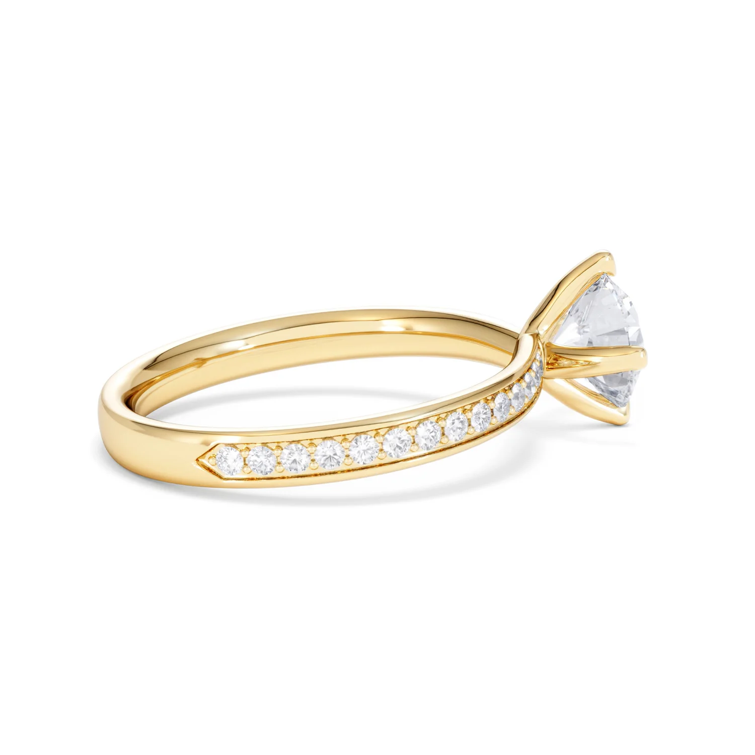 Origin Twist 1.00ct Round Cut Lab Diamond Solitaire Engagement Ring with Side Stones in 18K Yellow Gold - Image 30