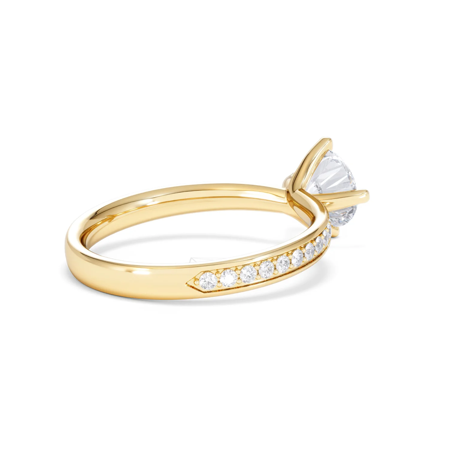 Origin Twist 1.00ct Round Cut Lab Diamond Solitaire Engagement Ring with Side Stones in 18K Yellow Gold - Image 36