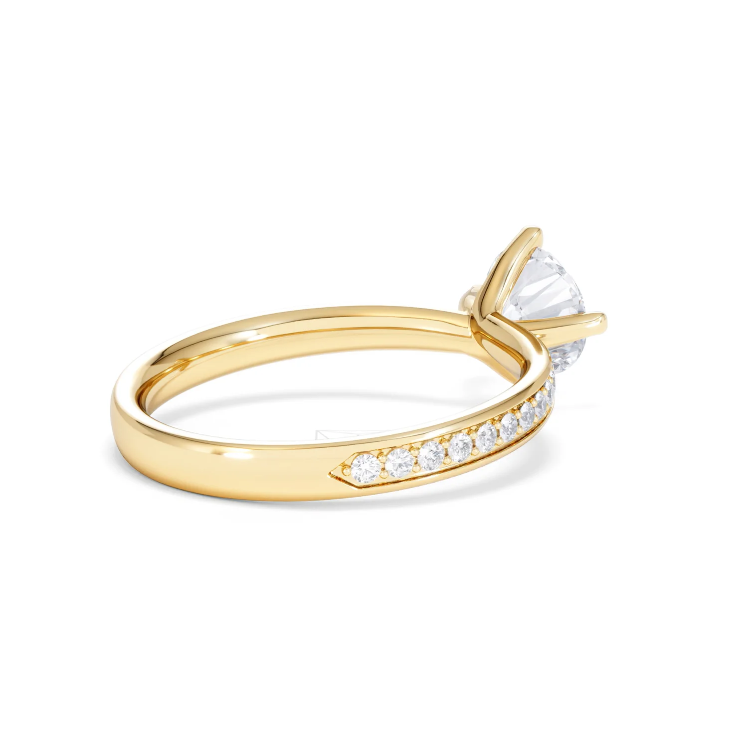 Origin Twist 1.00ct Round Cut Lab Diamond Solitaire Engagement Ring with Side Stones in 18K Yellow Gold - Image 37