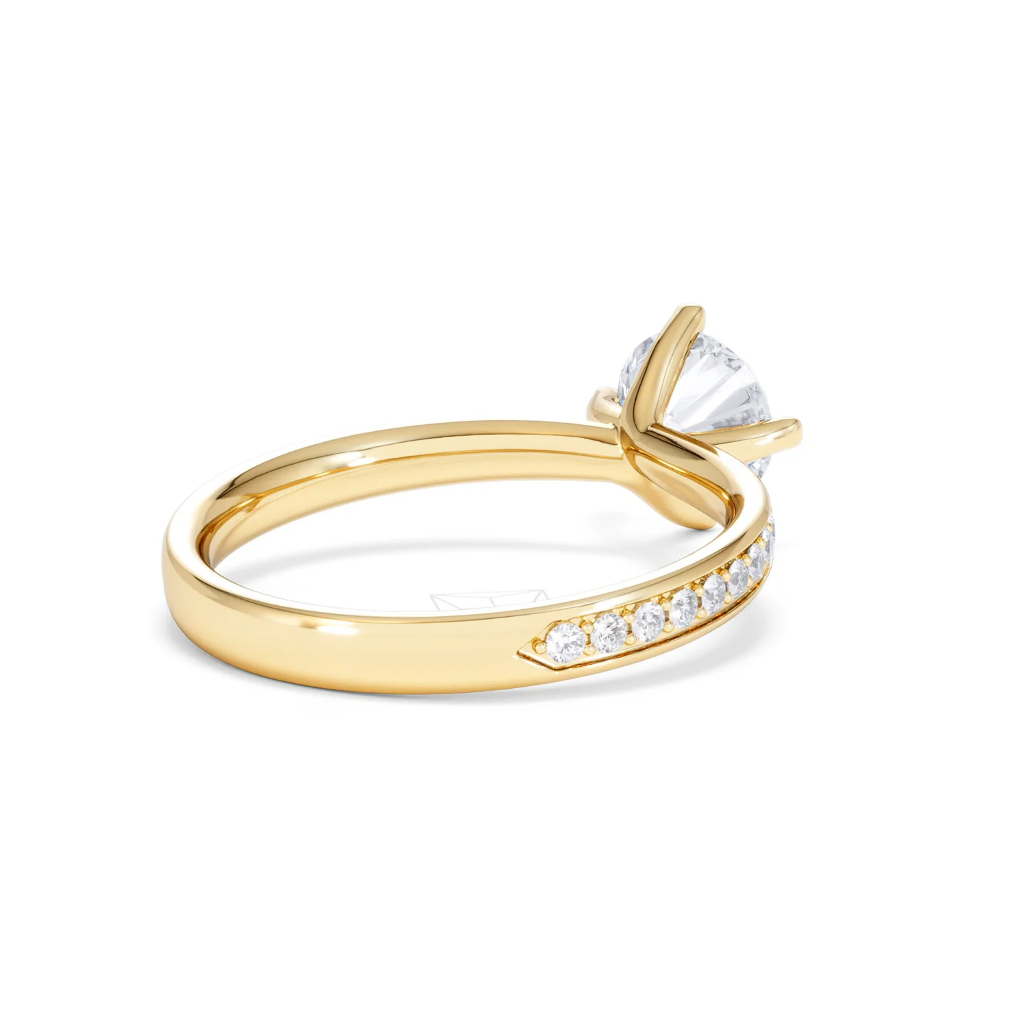 Origin Twist 1.00ct Round Cut Lab Diamond Solitaire Engagement Ring with Side Stones in 18K Yellow Gold - Image 39