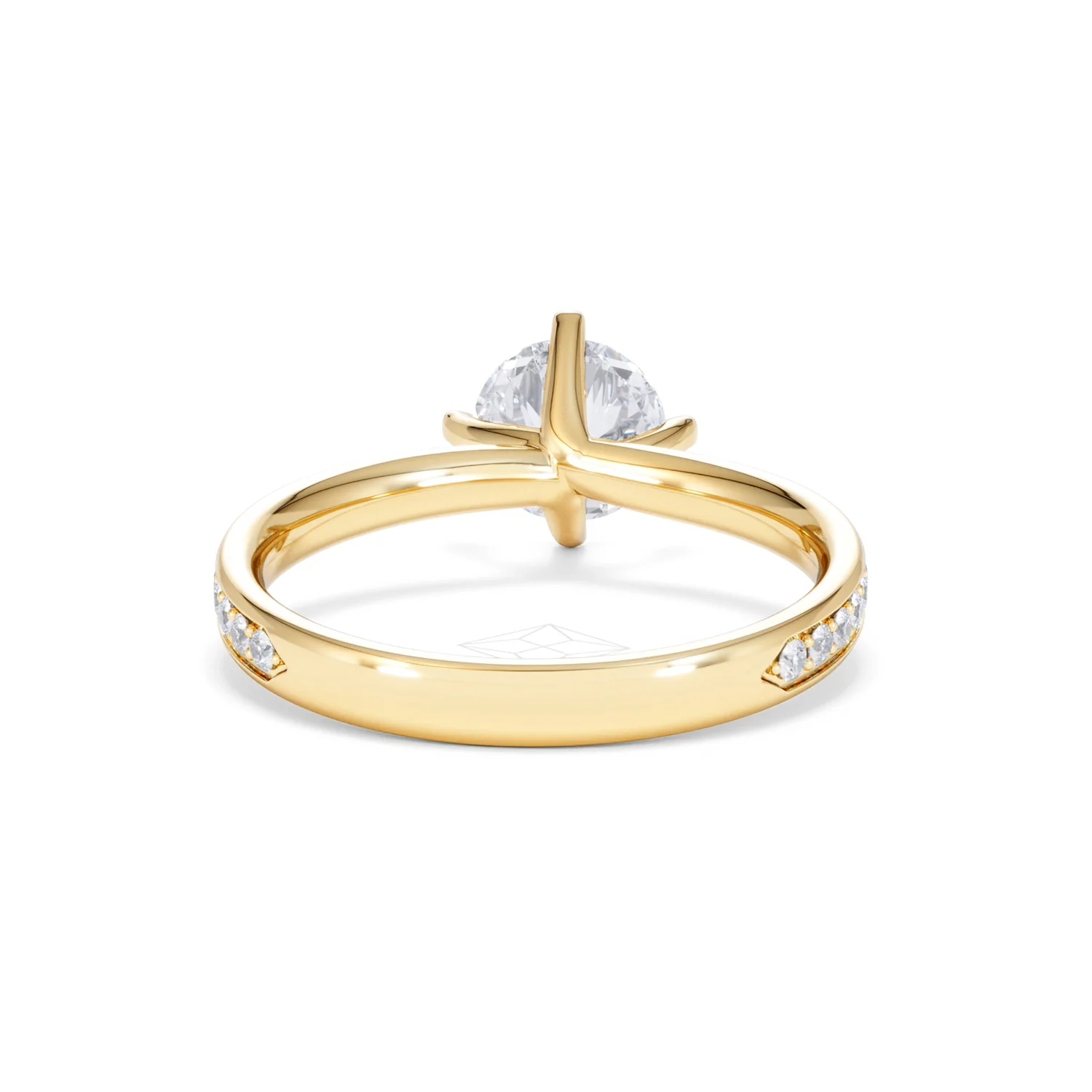 Origin Twist 1.00ct Round Cut Lab Diamond Solitaire Engagement Ring with Side Stones in 18K Yellow Gold - Image 46