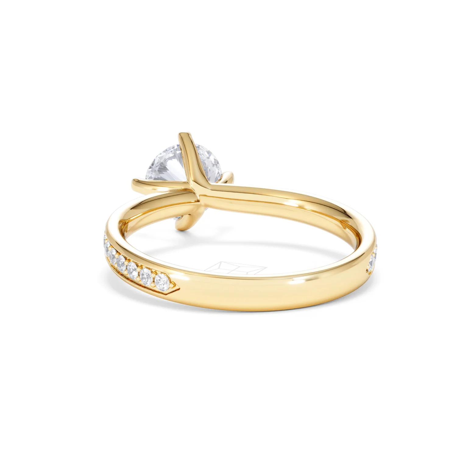 Origin Twist 1.00ct Round Cut Lab Diamond Solitaire Engagement Ring with Side Stones in 18K Yellow Gold - Image 51