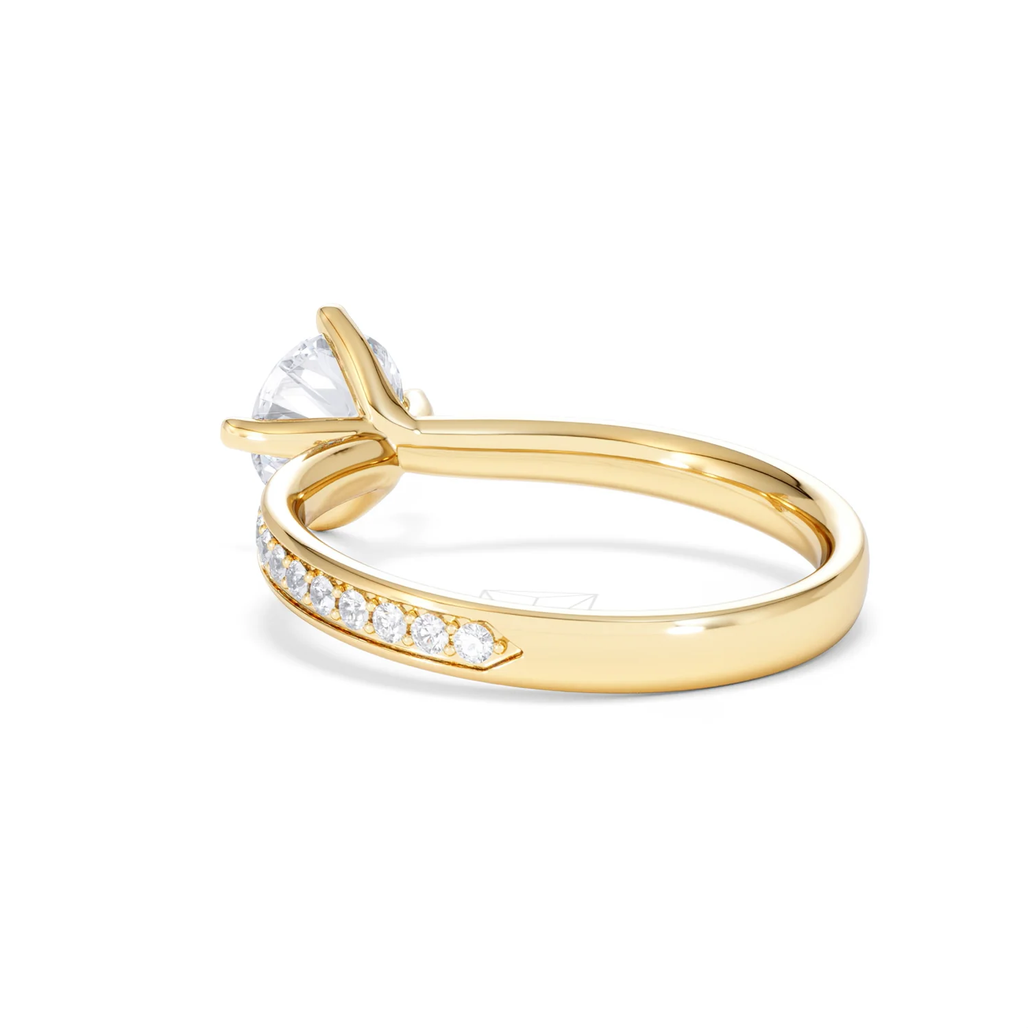 Origin Twist 1.00ct Round Cut Lab Diamond Solitaire Engagement Ring with Side Stones in 18K Yellow Gold - Image 55