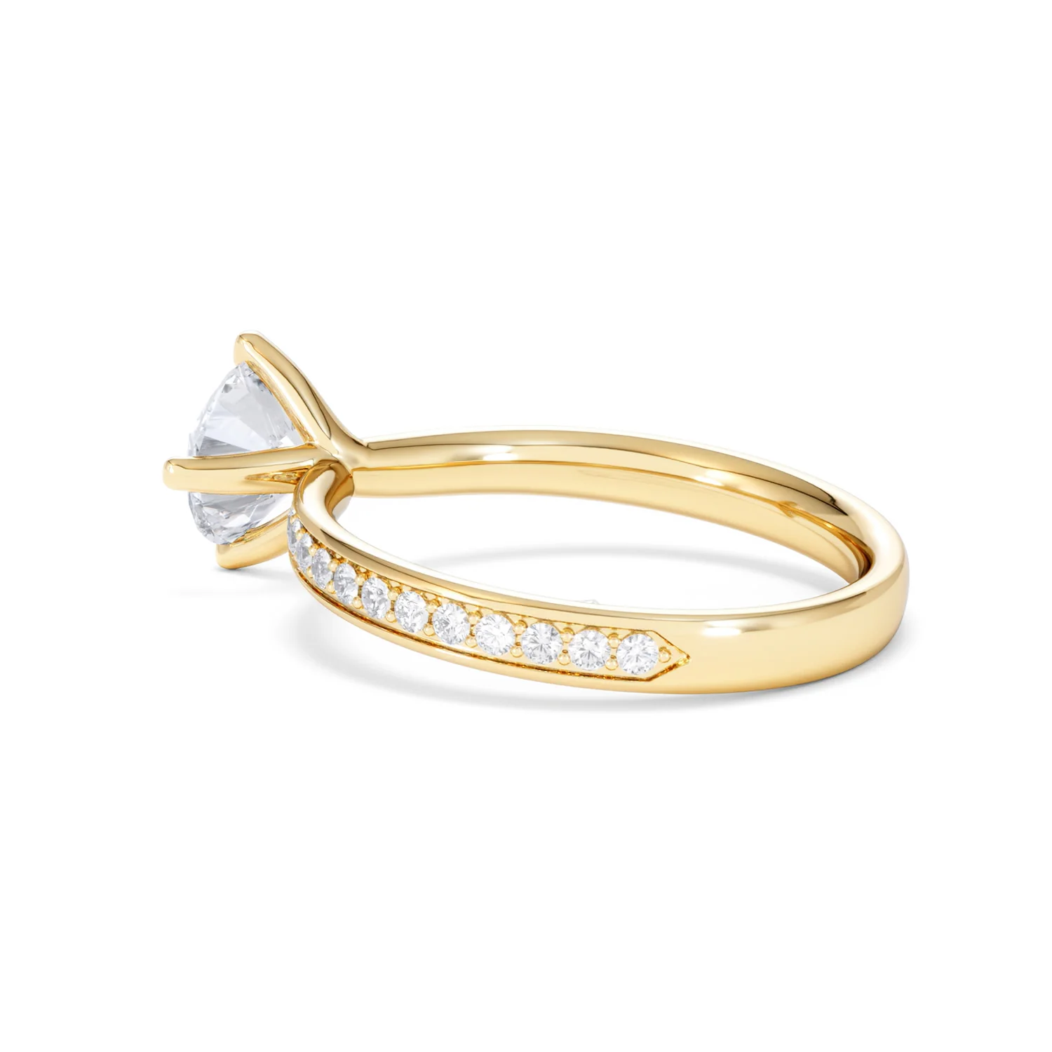 Origin Twist 1.00ct Round Cut Lab Diamond Solitaire Engagement Ring with Side Stones in 18K Yellow Gold - Image 60