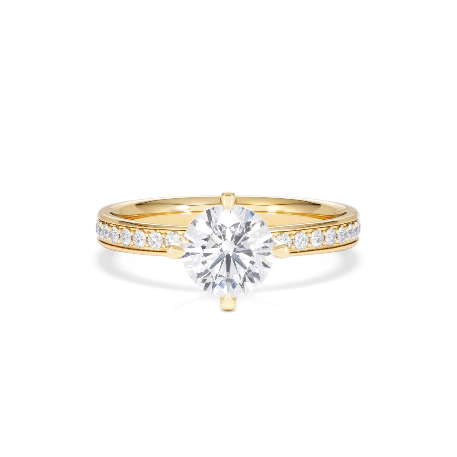 Origin Twist 1.00ct Round Cut Lab Diamond Solitaire Engagement Ring with Side Stones in 18K Yellow Gold - Image 7