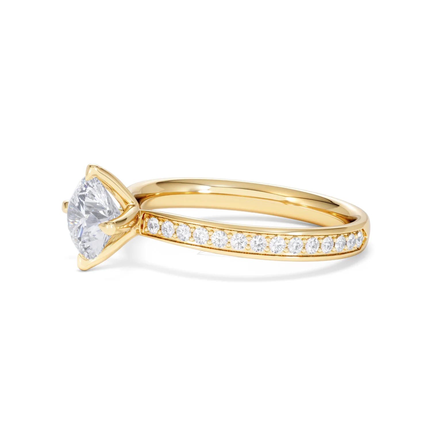 Origin Twist 1.00ct Round Cut Lab Diamond Solitaire Engagement Ring with Side Stones in 18K Yellow Gold - Image 73