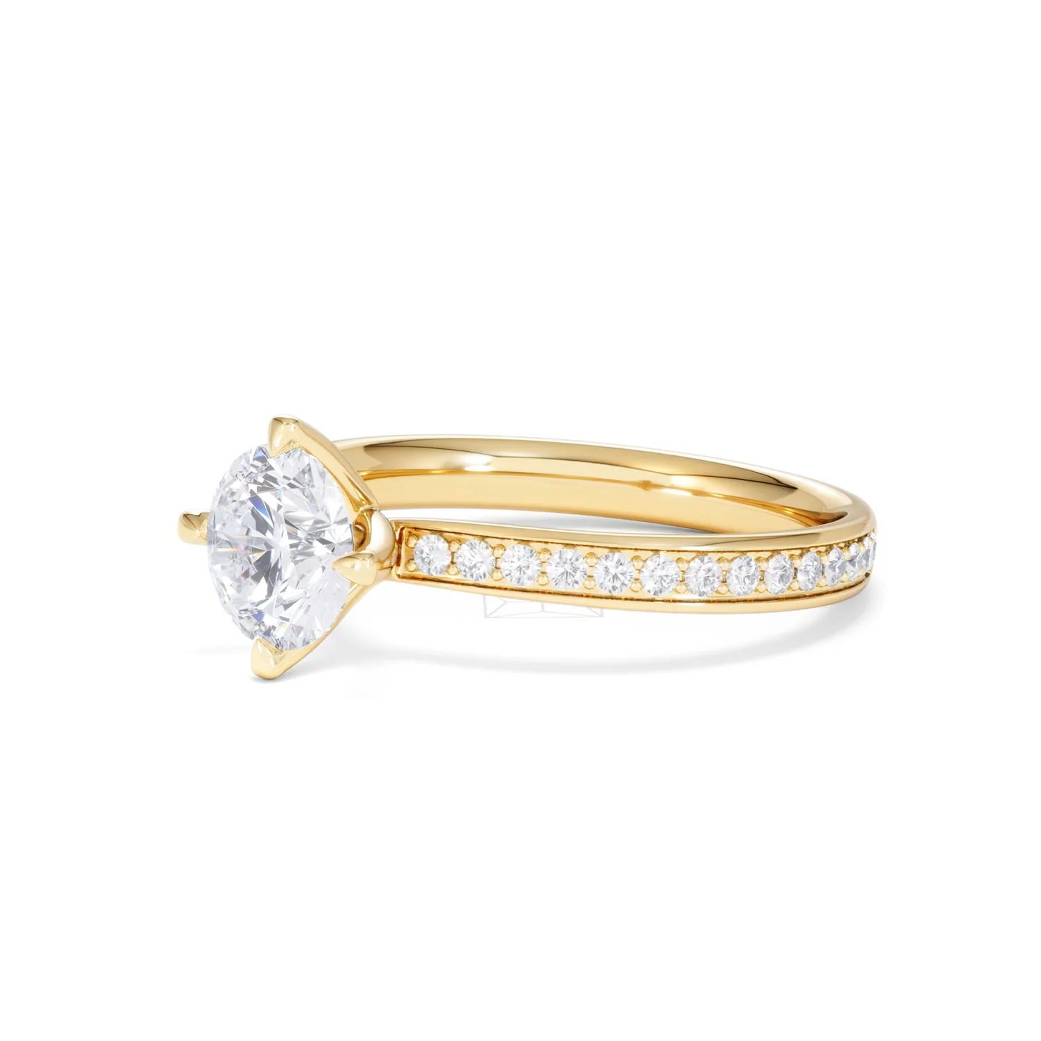 Origin Twist 1.00ct Round Cut Lab Diamond Solitaire Engagement Ring with Side Stones in 18K Yellow Gold - Image 77