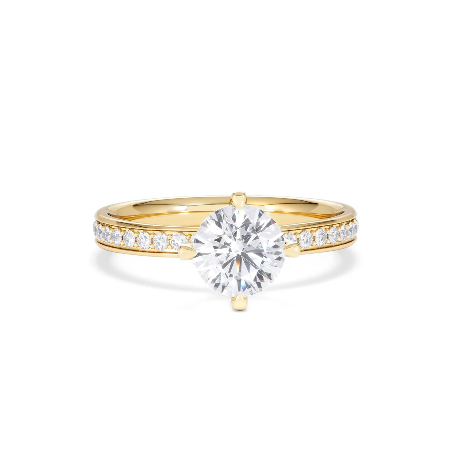 Origin Twist 1.00ct Round Cut Lab Diamond Solitaire Engagement Ring with Side Stones in 18K Yellow Gold - Image 8