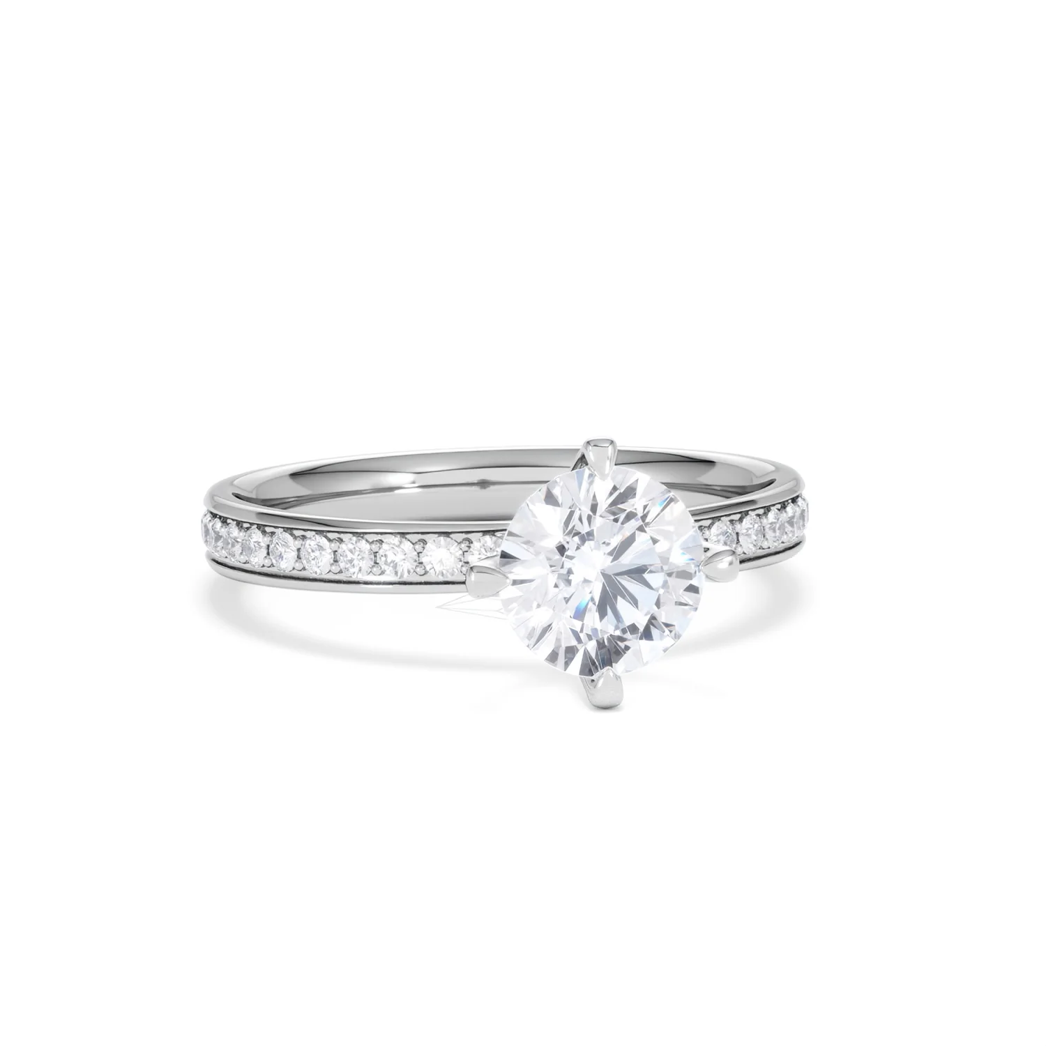 Origin Twist 1.00ct Round Cut Lab Diamond Solitaire Engagement Ring with Side Stones in Platinum - Image 10
