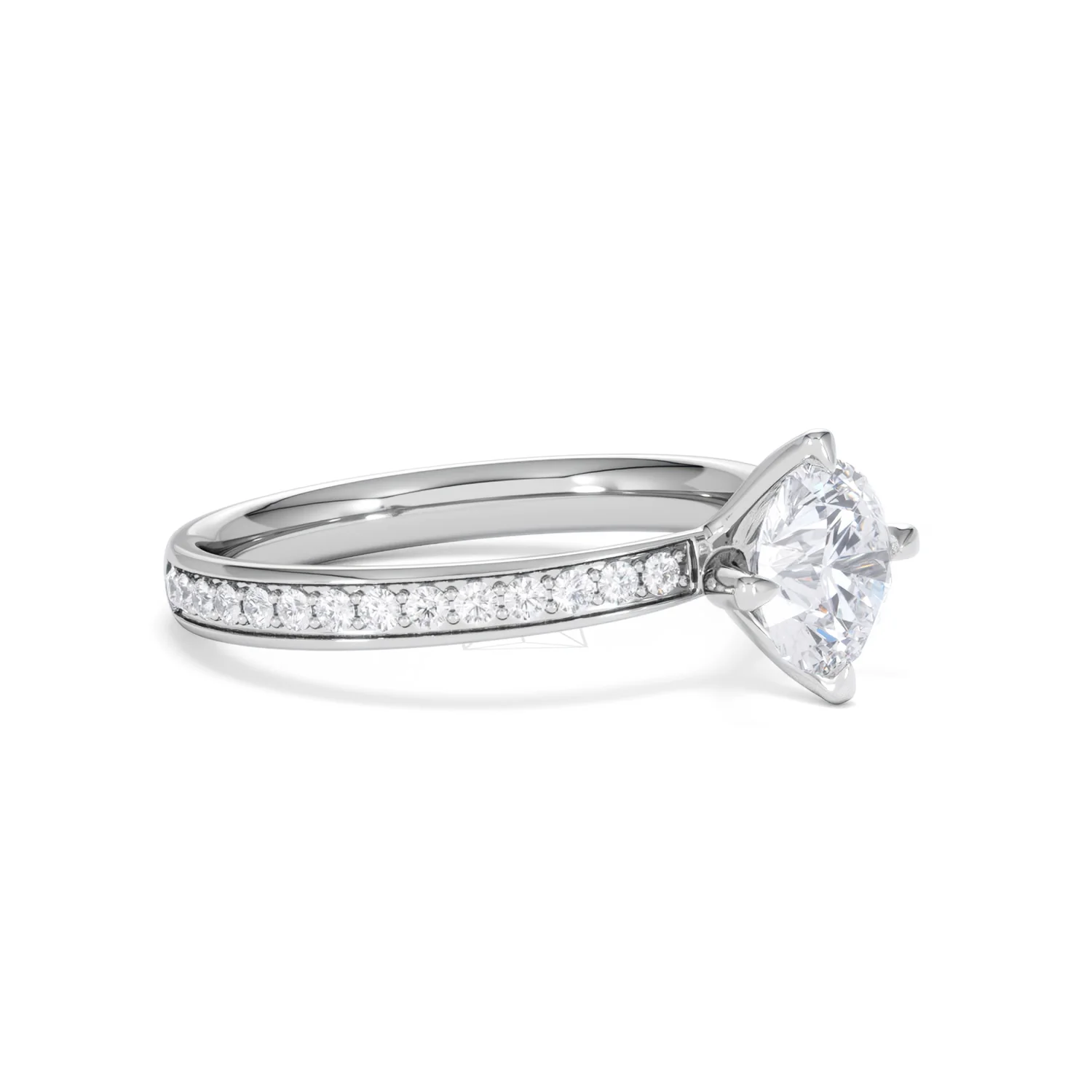 Origin Twist 1.00ct Round Cut Lab Diamond Solitaire Engagement Ring with Side Stones in Platinum - Image 18