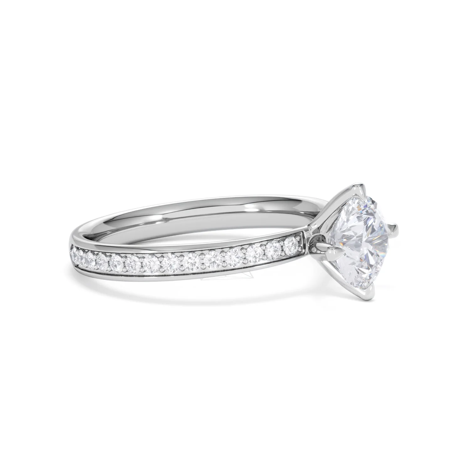 Origin Twist 1.00ct Round Cut Lab Diamond Solitaire Engagement Ring with Side Stones in Platinum - Image 19