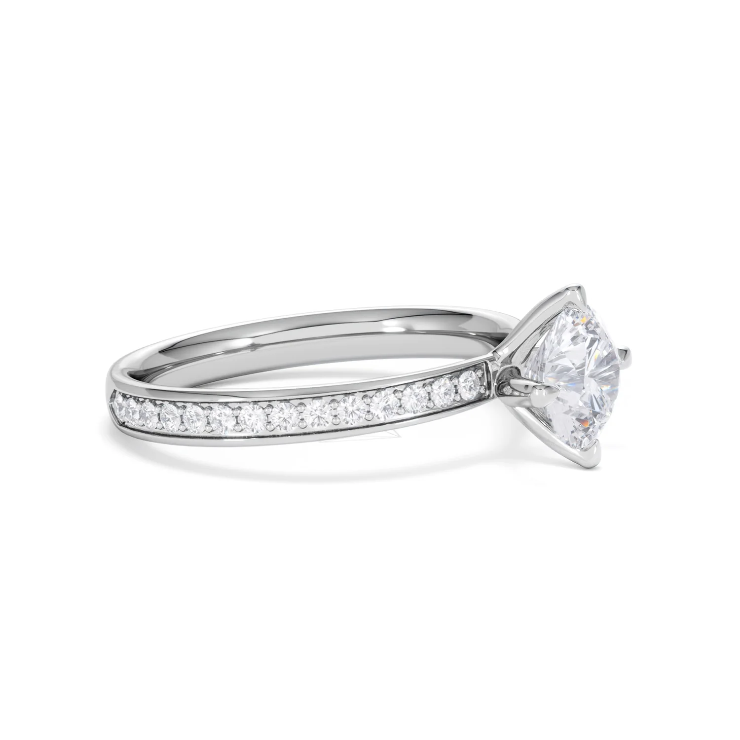 Origin Twist 1.00ct Round Cut Lab Diamond Solitaire Engagement Ring with Side Stones in Platinum - Image 20