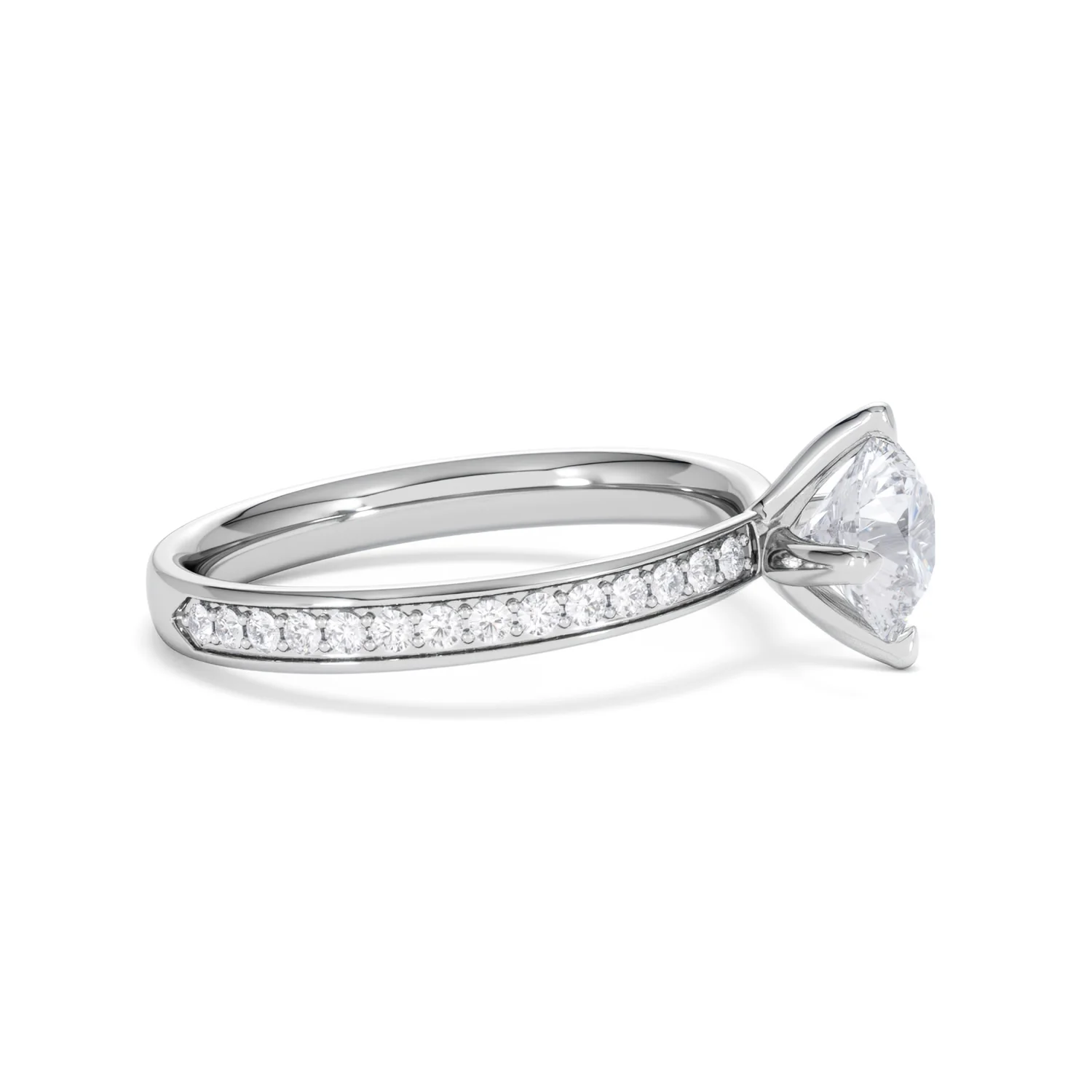 Origin Twist 1.00ct Round Cut Lab Diamond Solitaire Engagement Ring with Side Stones in Platinum - Image 23
