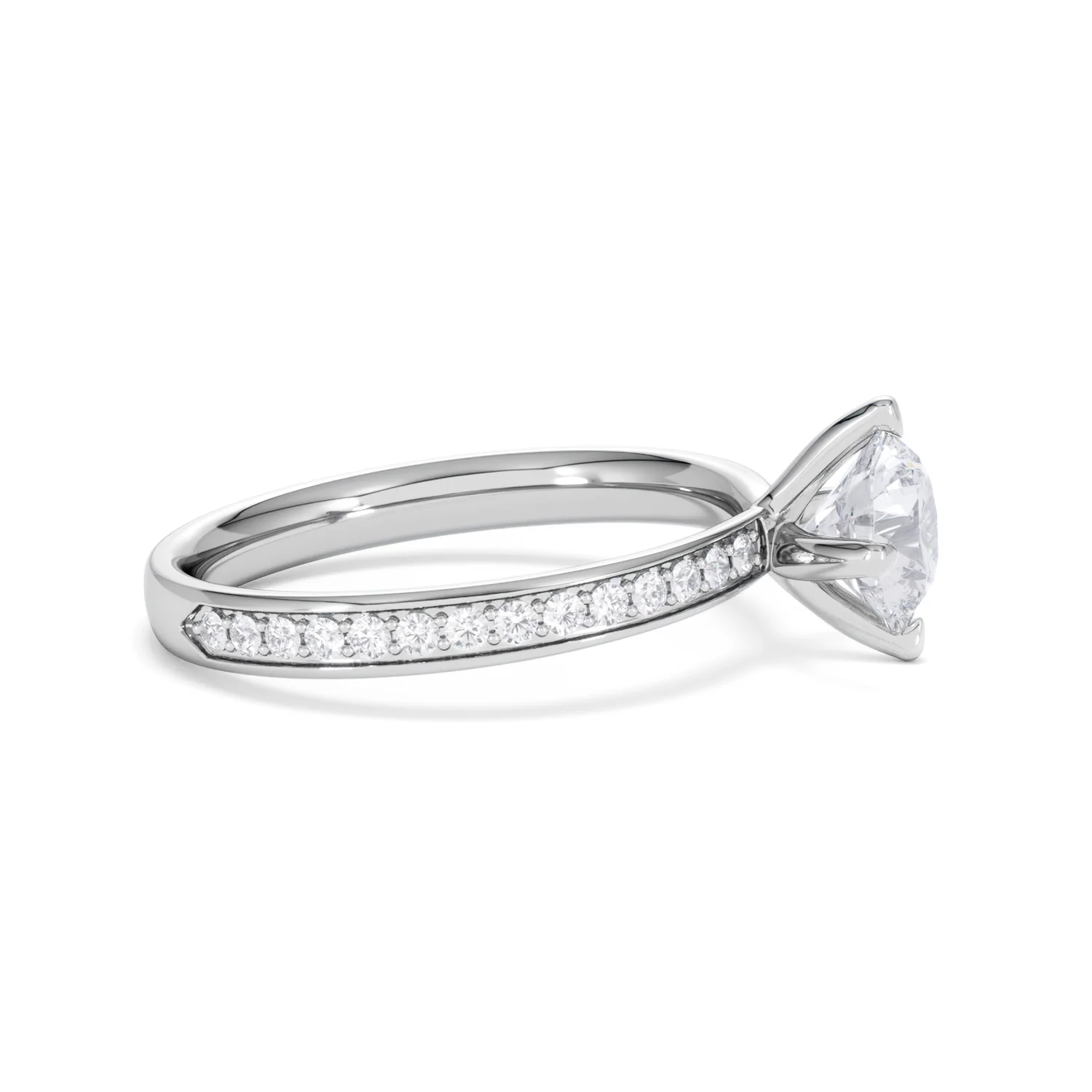 Origin Twist 1.00ct Round Cut Lab Diamond Solitaire Engagement Ring with Side Stones in Platinum - Image 24