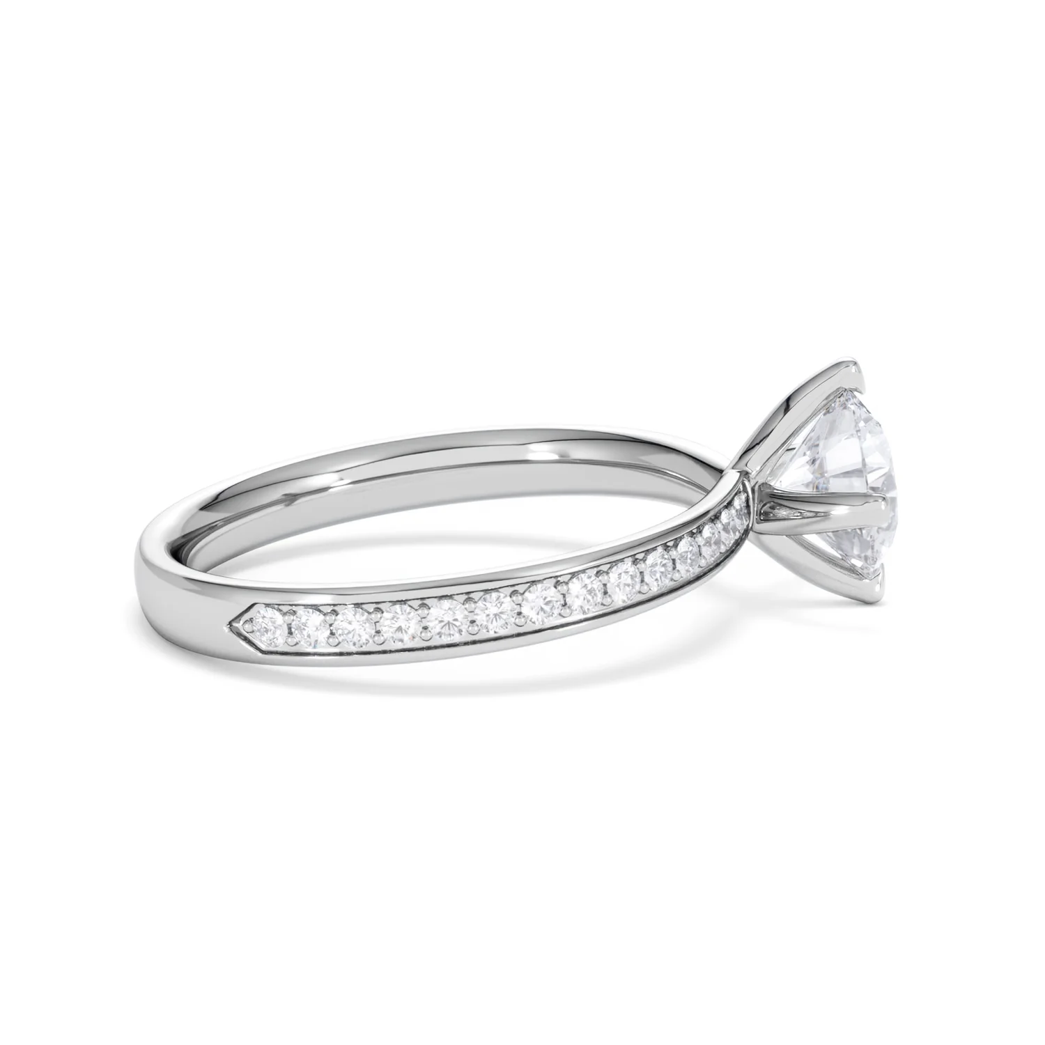 Origin Twist 1.00ct Round Cut Lab Diamond Solitaire Engagement Ring with Side Stones in Platinum - Image 28