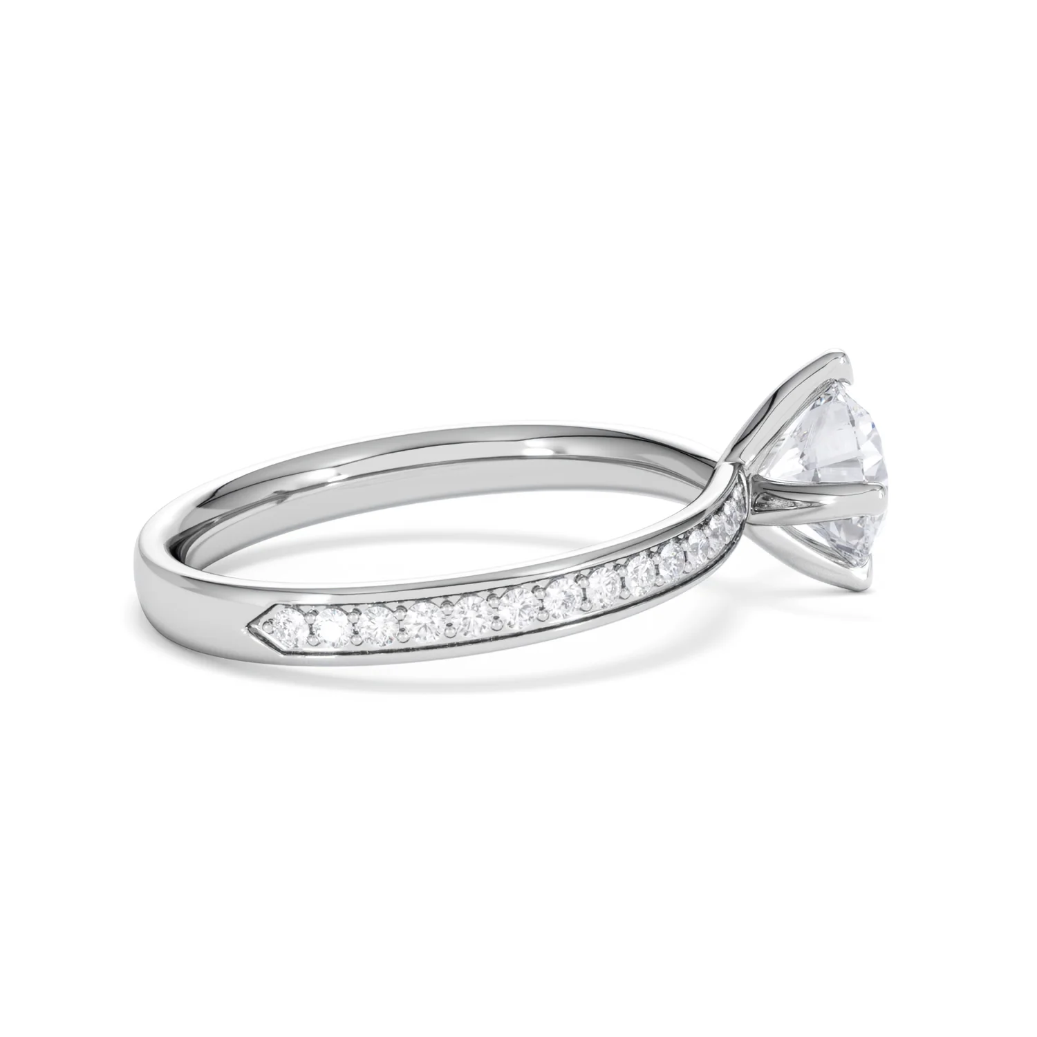 Origin Twist 1.00ct Round Cut Lab Diamond Solitaire Engagement Ring with Side Stones in Platinum - Image 29