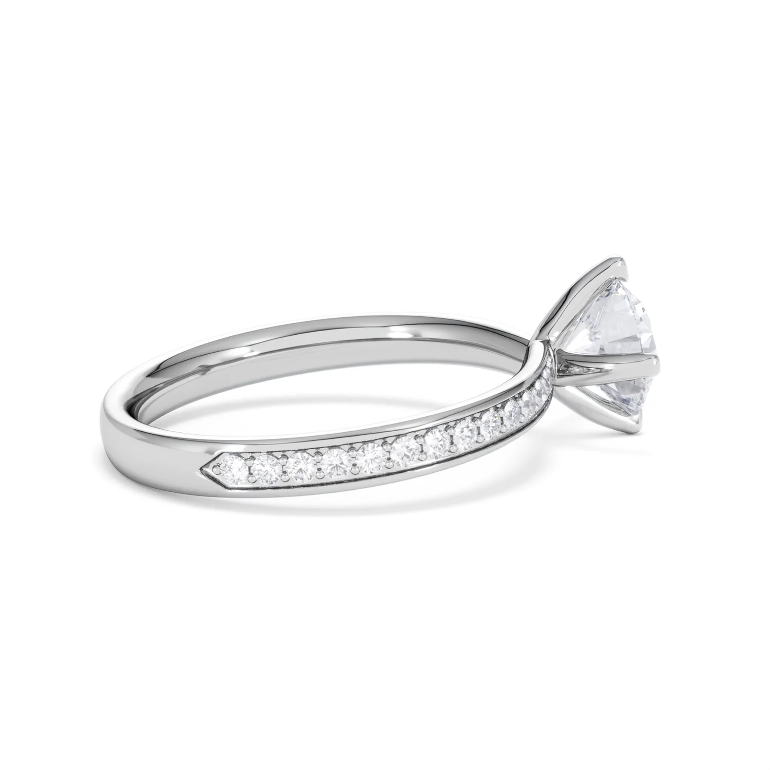 Origin Twist 1.00ct Round Cut Lab Diamond Solitaire Engagement Ring with Side Stones in Platinum - Image 30