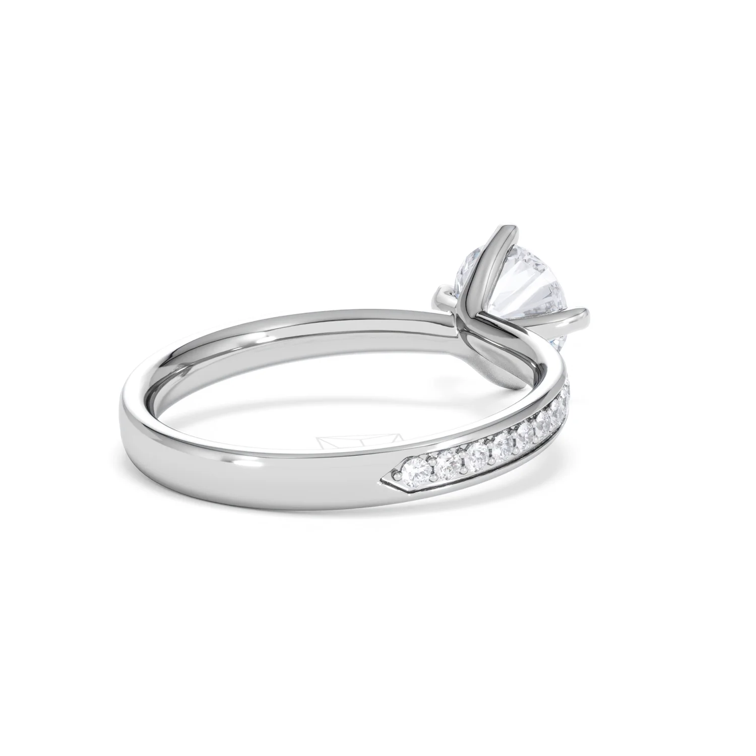 Origin Twist 1.00ct Round Cut Lab Diamond Solitaire Engagement Ring with Side Stones in Platinum - Image 39