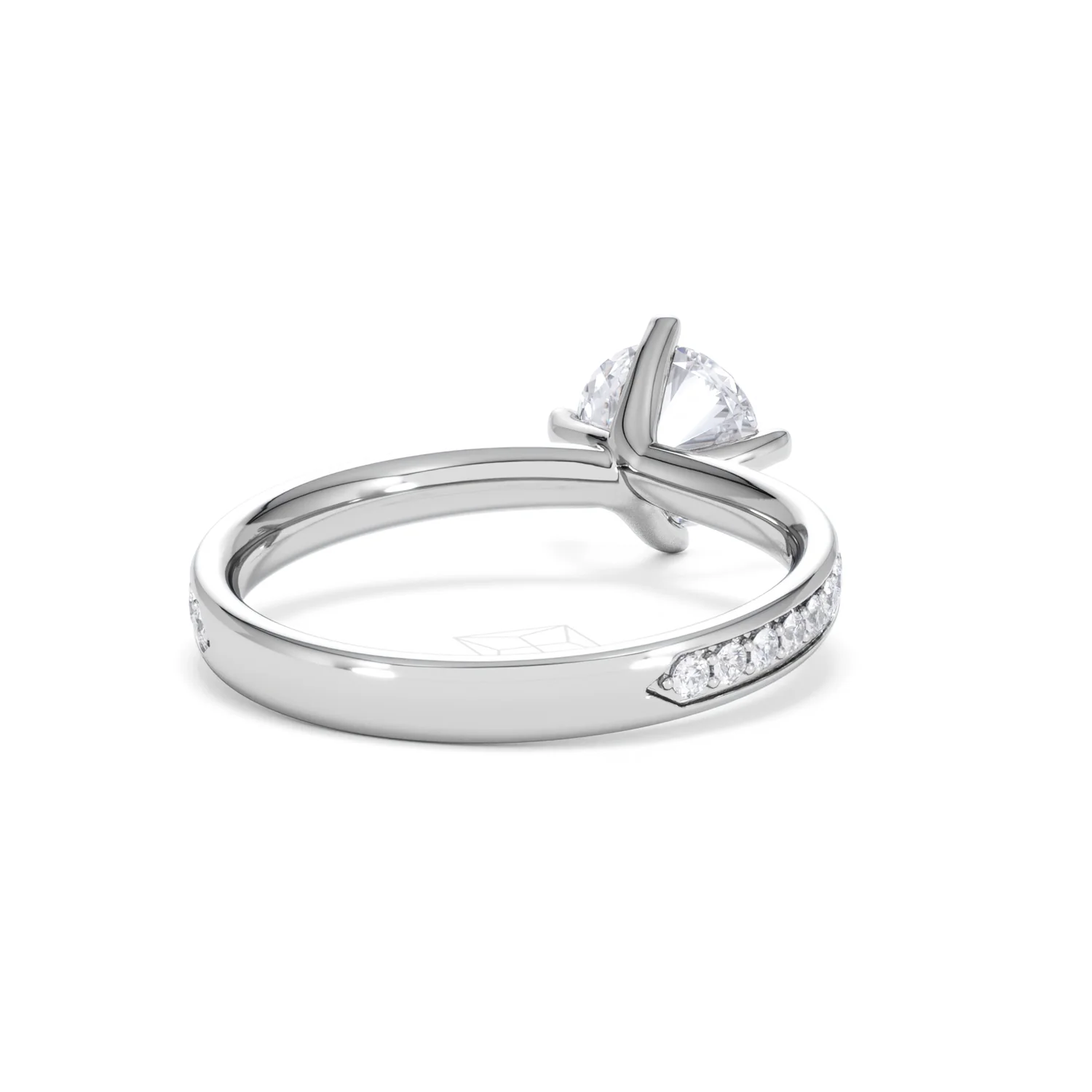 Origin Twist 1.00ct Round Cut Lab Diamond Solitaire Engagement Ring with Side Stones in Platinum - Image 42