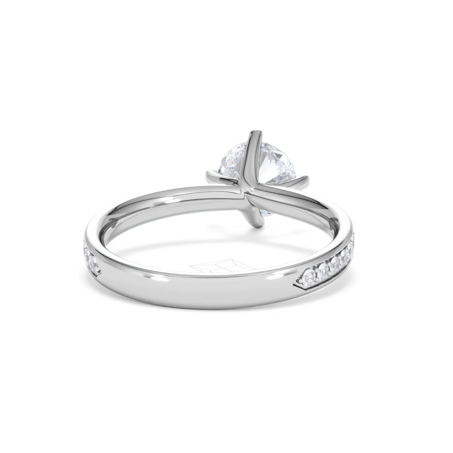 Origin Twist 1.00ct Round Cut Lab Diamond Solitaire Engagement Ring with Side Stones in Platinum - Image 44