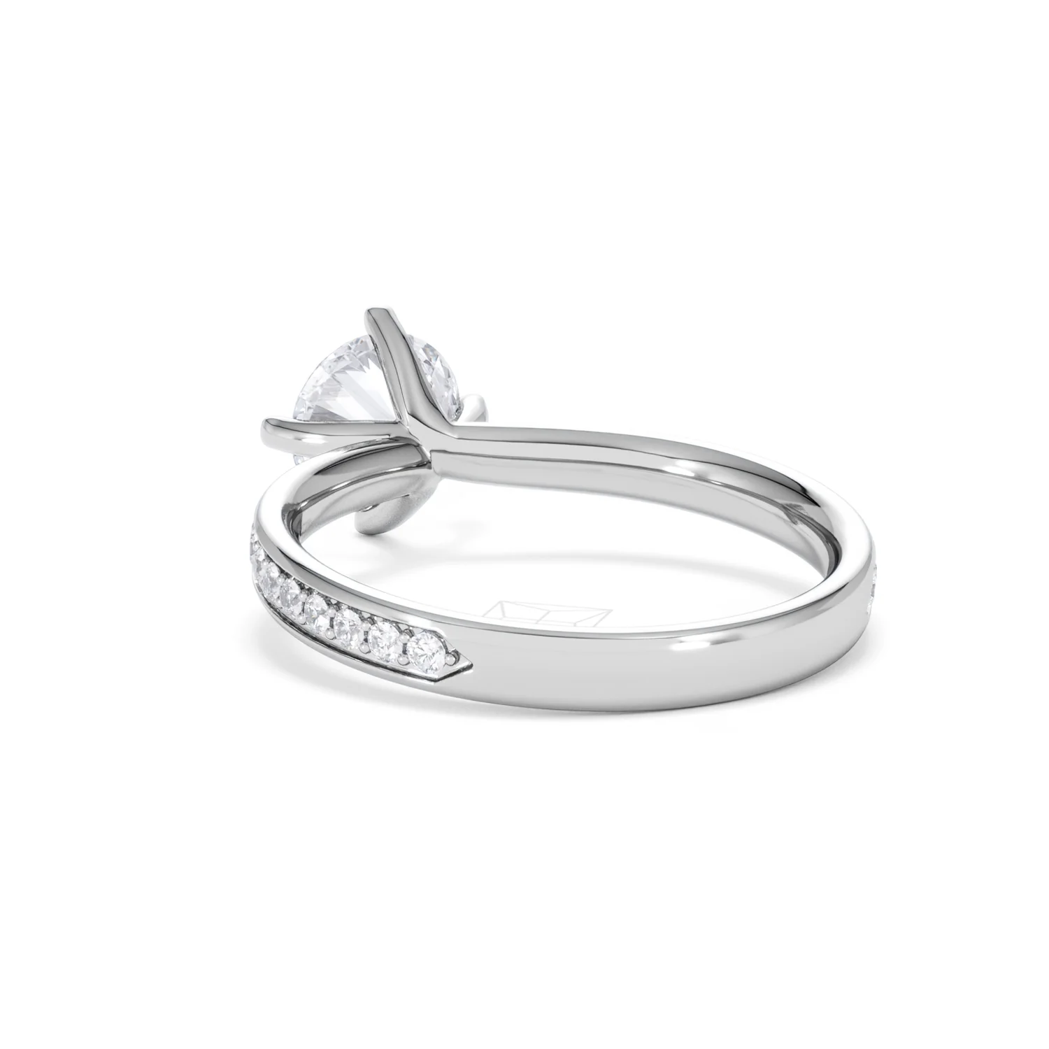 Origin Twist 1.00ct Round Cut Lab Diamond Solitaire Engagement Ring with Side Stones in Platinum - Image 53