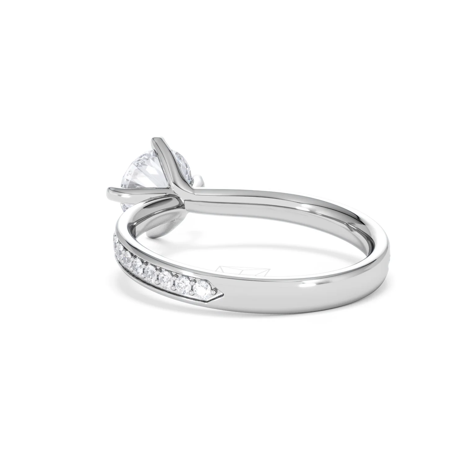 Origin Twist 1.00ct Round Cut Lab Diamond Solitaire Engagement Ring with Side Stones in Platinum - Image 54