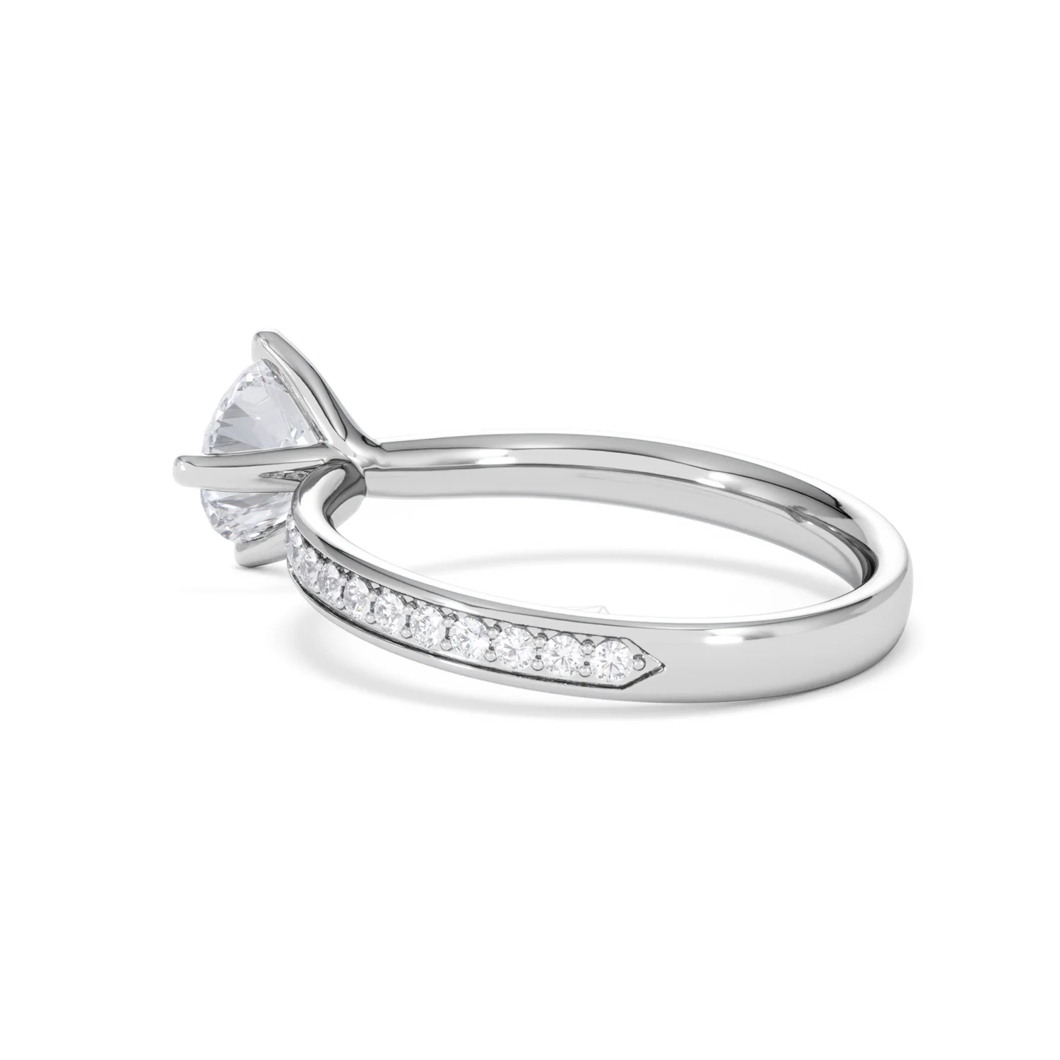 Origin Twist 1.00ct Round Cut Lab Diamond Solitaire Engagement Ring with Side Stones in Platinum - Image 59