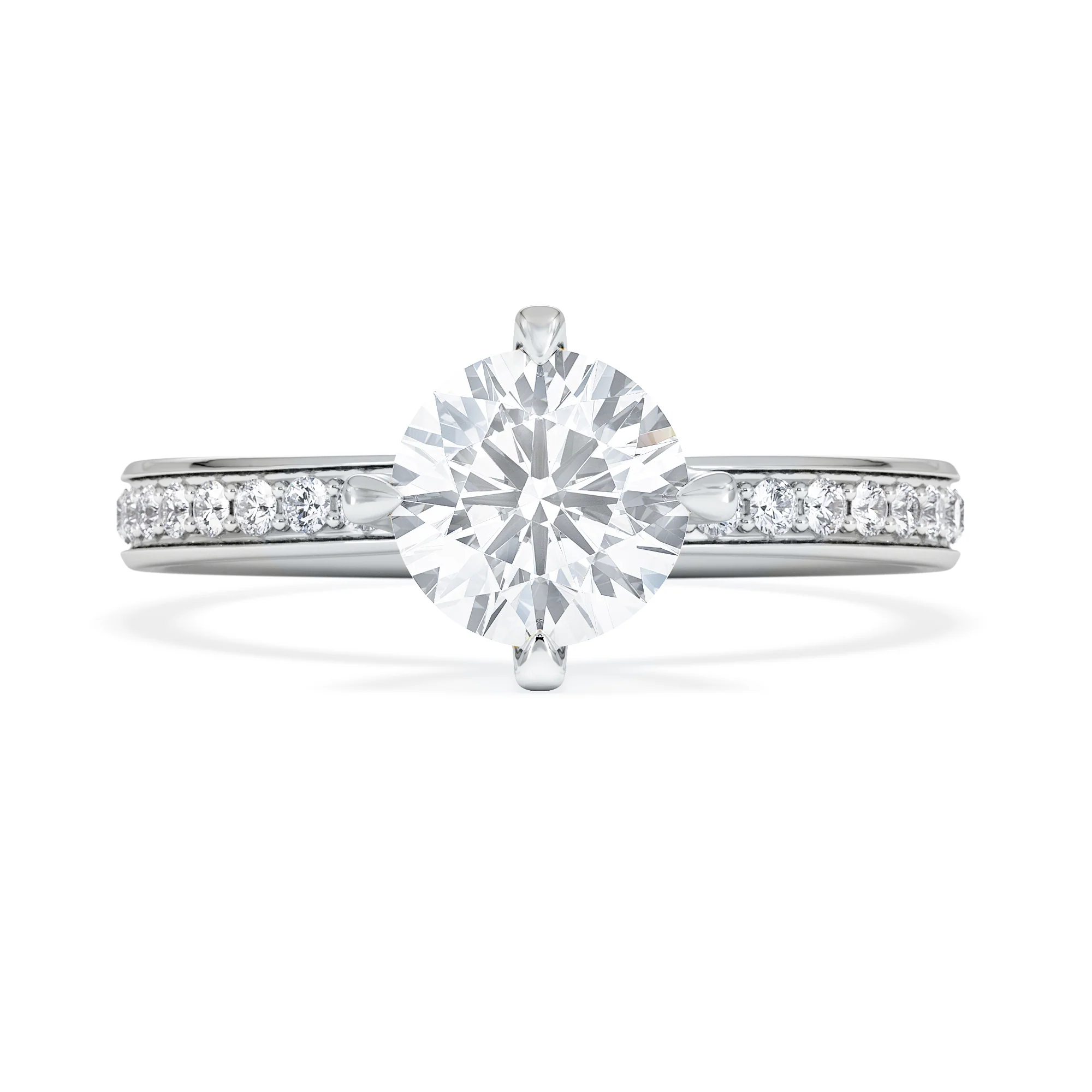 Origin Twist 1.00ct Round Cut Lab Diamond Solitaire Engagement Ring with Side Stones in Platinum - Image 6