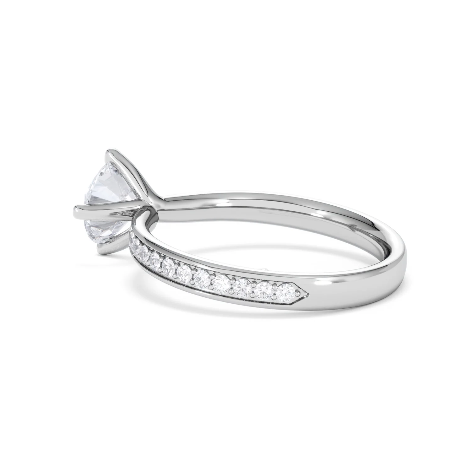 Origin Twist 1.00ct Round Cut Lab Diamond Solitaire Engagement Ring with Side Stones in Platinum - Image 60