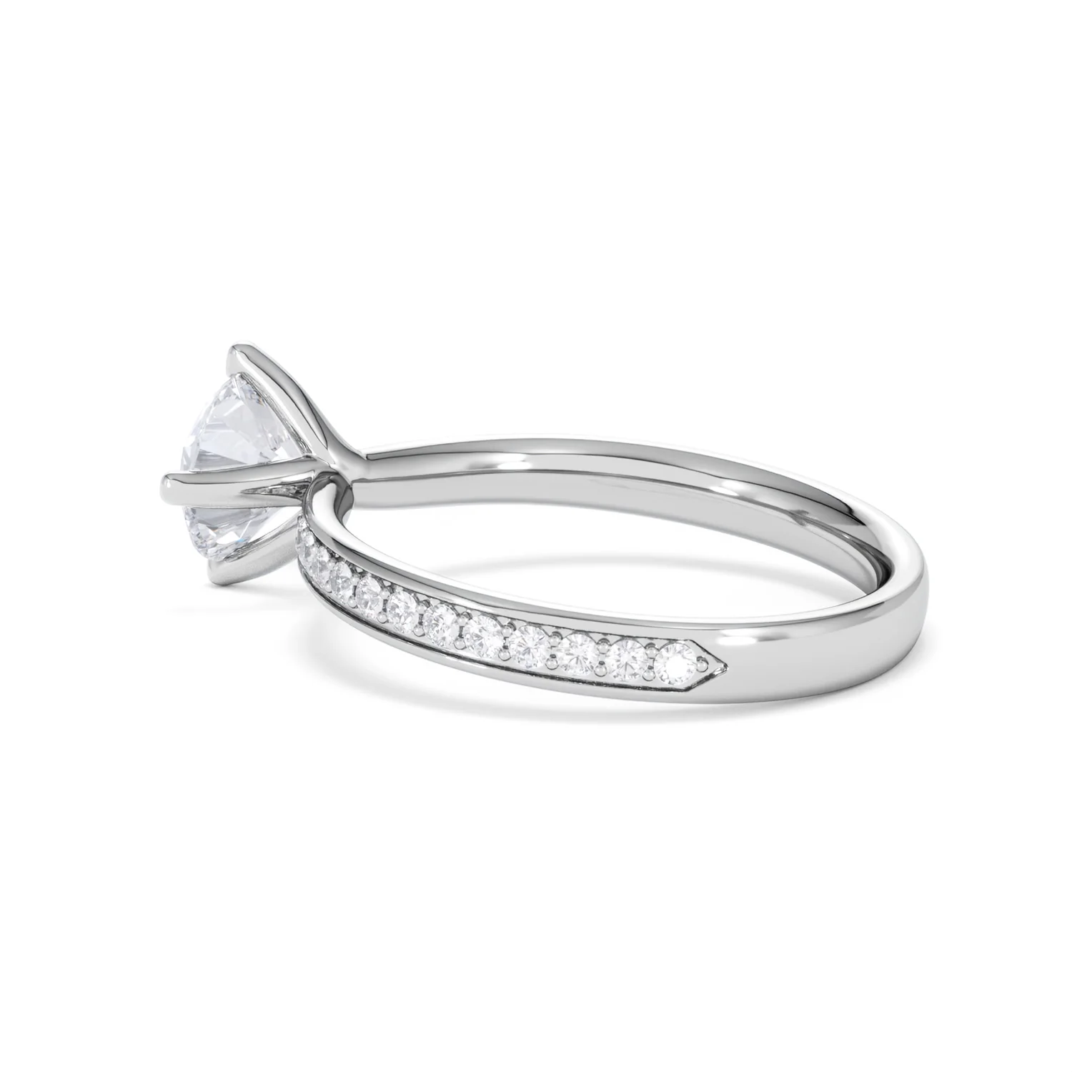 Origin Twist 1.00ct Round Cut Lab Diamond Solitaire Engagement Ring with Side Stones in Platinum - Image 61