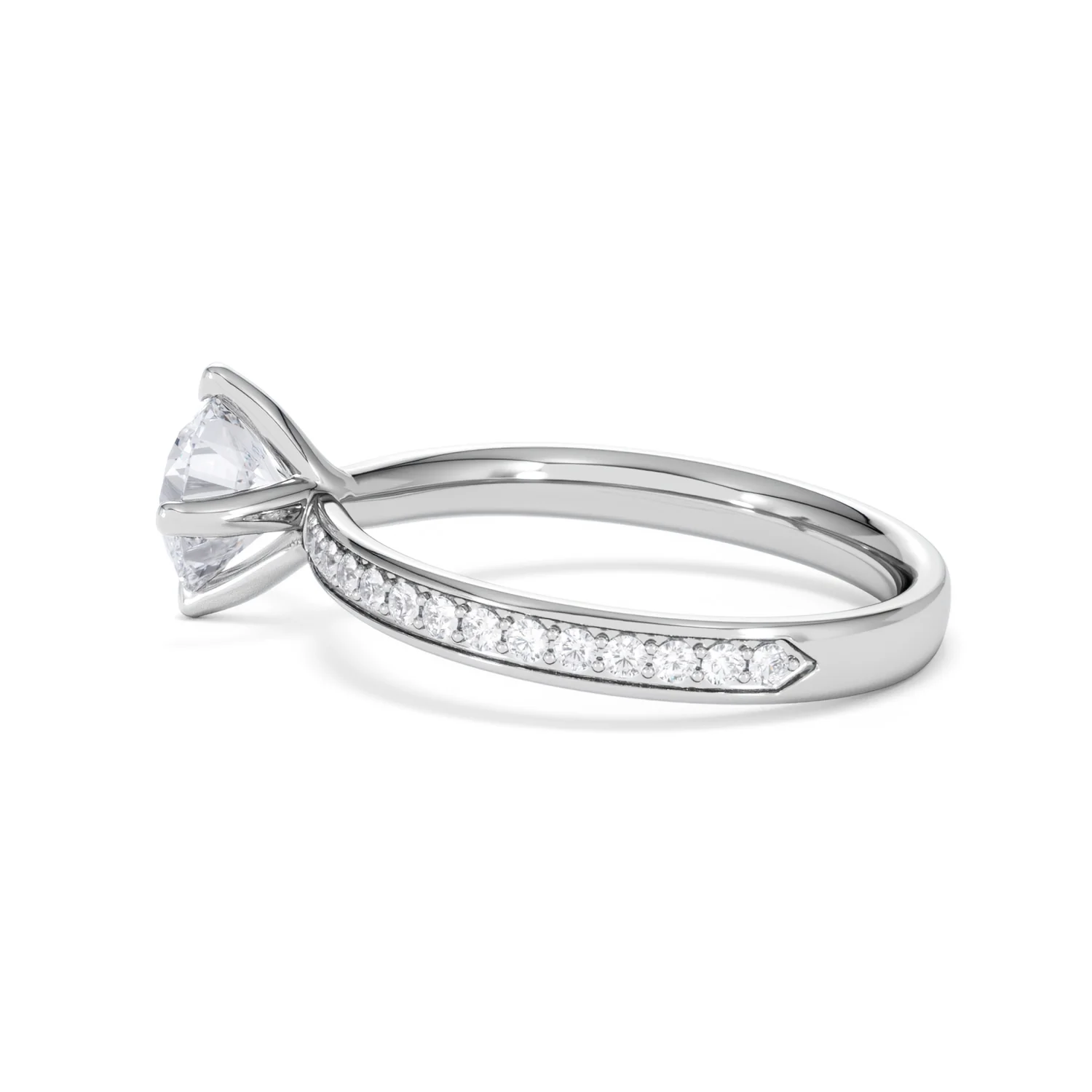 Origin Twist 1.00ct Round Cut Lab Diamond Solitaire Engagement Ring with Side Stones in Platinum - Image 64