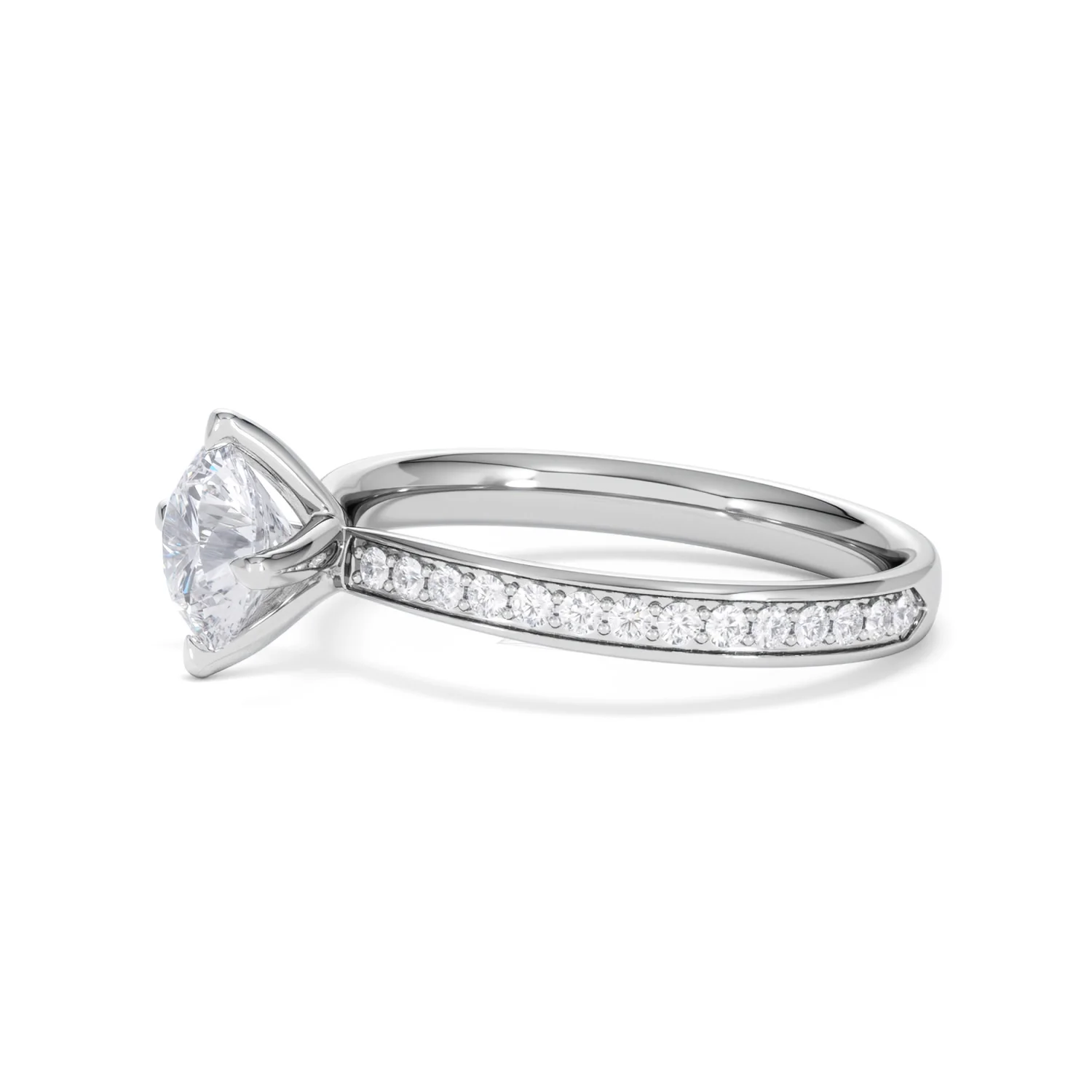 Origin Twist 1.00ct Round Cut Lab Diamond Solitaire Engagement Ring with Side Stones in Platinum - Image 72