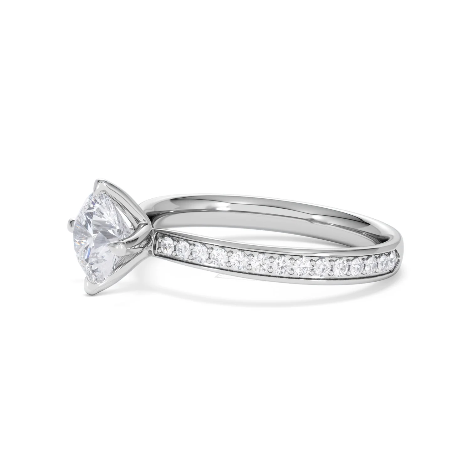 Origin Twist 1.00ct Round Cut Lab Diamond Solitaire Engagement Ring with Side Stones in Platinum - Image 73