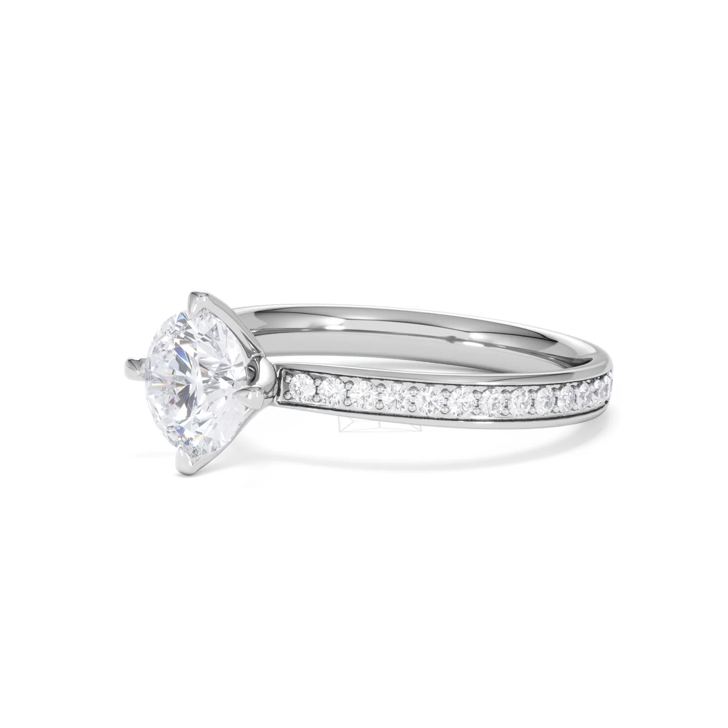 Origin Twist 1.00ct Round Cut Lab Diamond Solitaire Engagement Ring with Side Stones in Platinum - Image 77