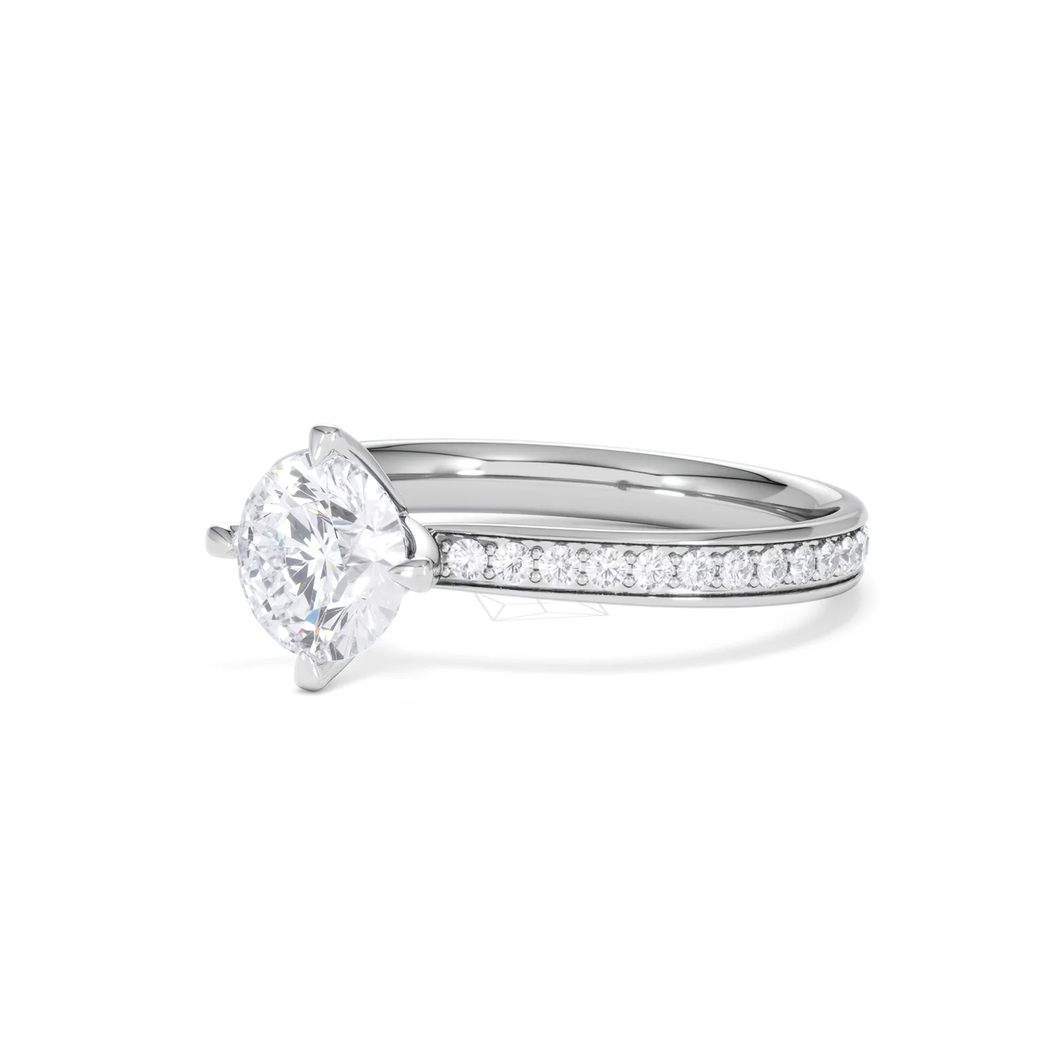 Origin Twist 1.00ct Round Cut Lab Diamond Solitaire Engagement Ring with Side Stones in Platinum - Image 79