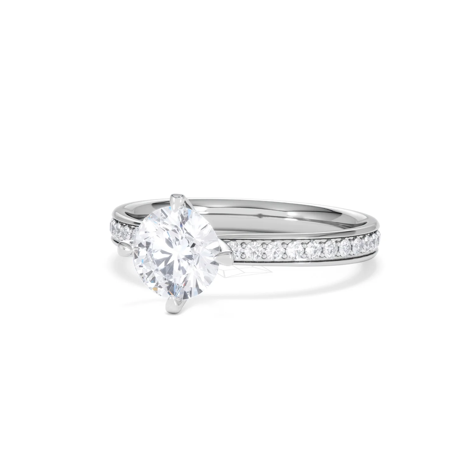 Origin Twist 1.00ct Round Cut Lab Diamond Solitaire Engagement Ring with Side Stones in Platinum - Image 82