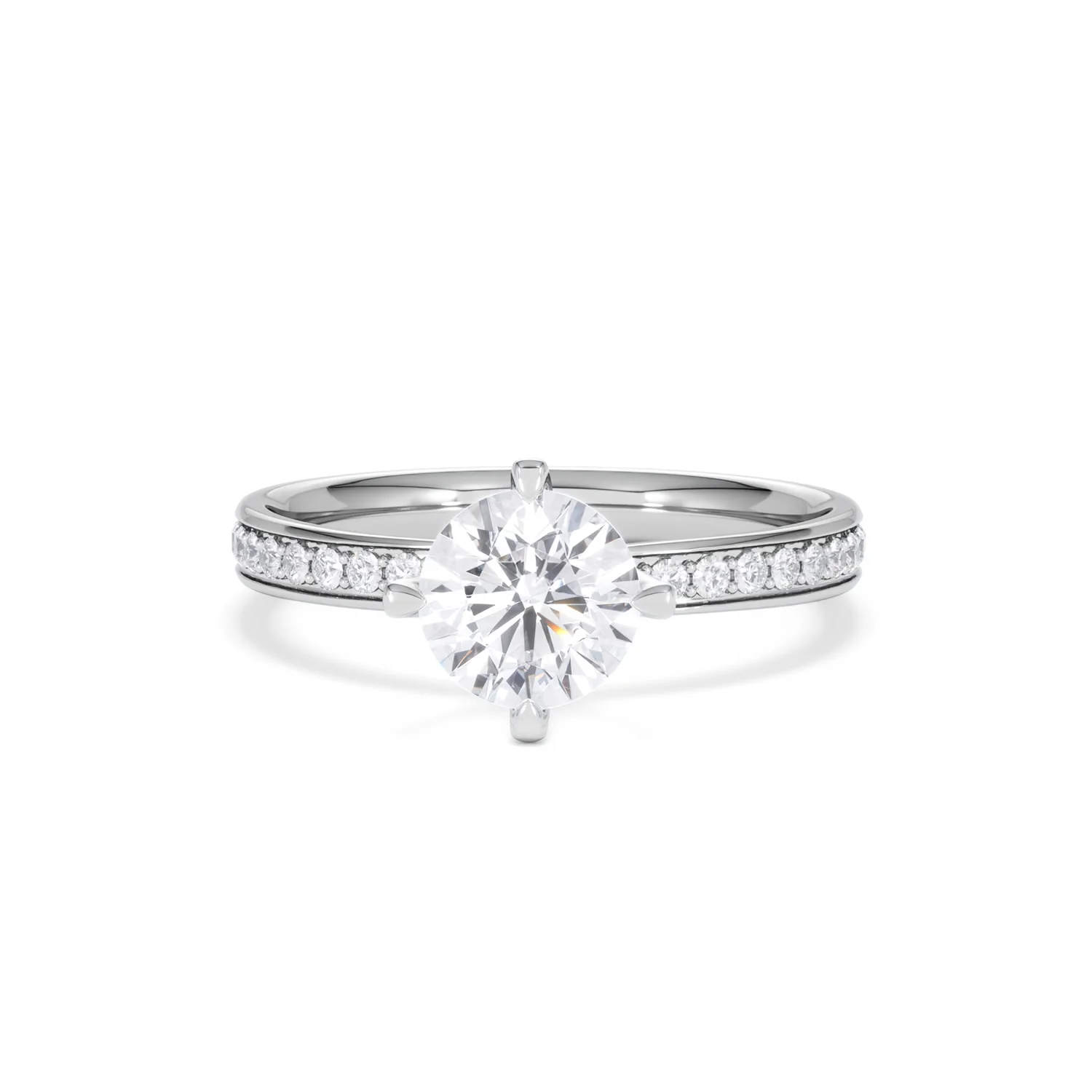 Origin Twist 1.00ct Round Cut Lab Diamond Solitaire Engagement Ring with Side Stones in Platinum - Image 86