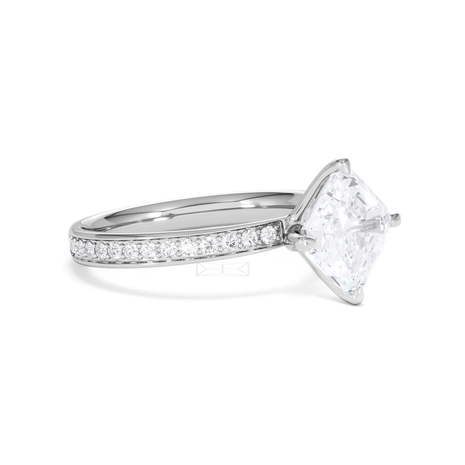 Origin Twist 2.00ct Asscher Cut Lab Diamond Solitaire Engagement Ring with Side Stones in 18K White Gold - Image 19