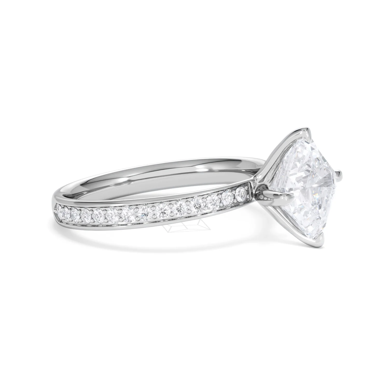 Origin Twist 2.00ct Asscher Cut Lab Diamond Solitaire Engagement Ring with Side Stones in 18K White Gold - Image 22