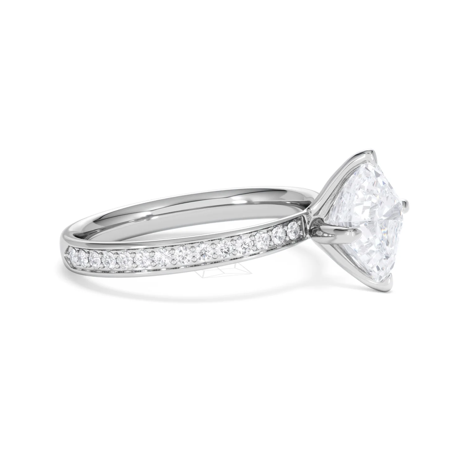 Origin Twist 2.00ct Asscher Cut Lab Diamond Solitaire Engagement Ring with Side Stones in 18K White Gold - Image 23