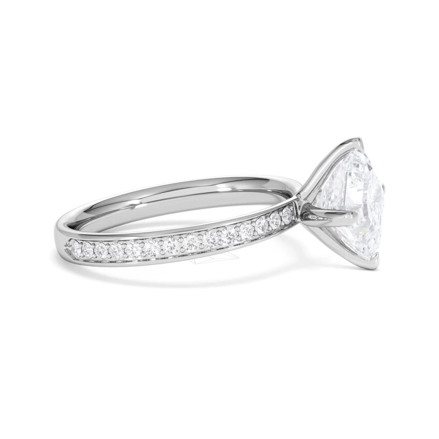 Origin Twist 2.00ct Asscher Cut Lab Diamond Solitaire Engagement Ring with Side Stones in 18K White Gold - Image 25