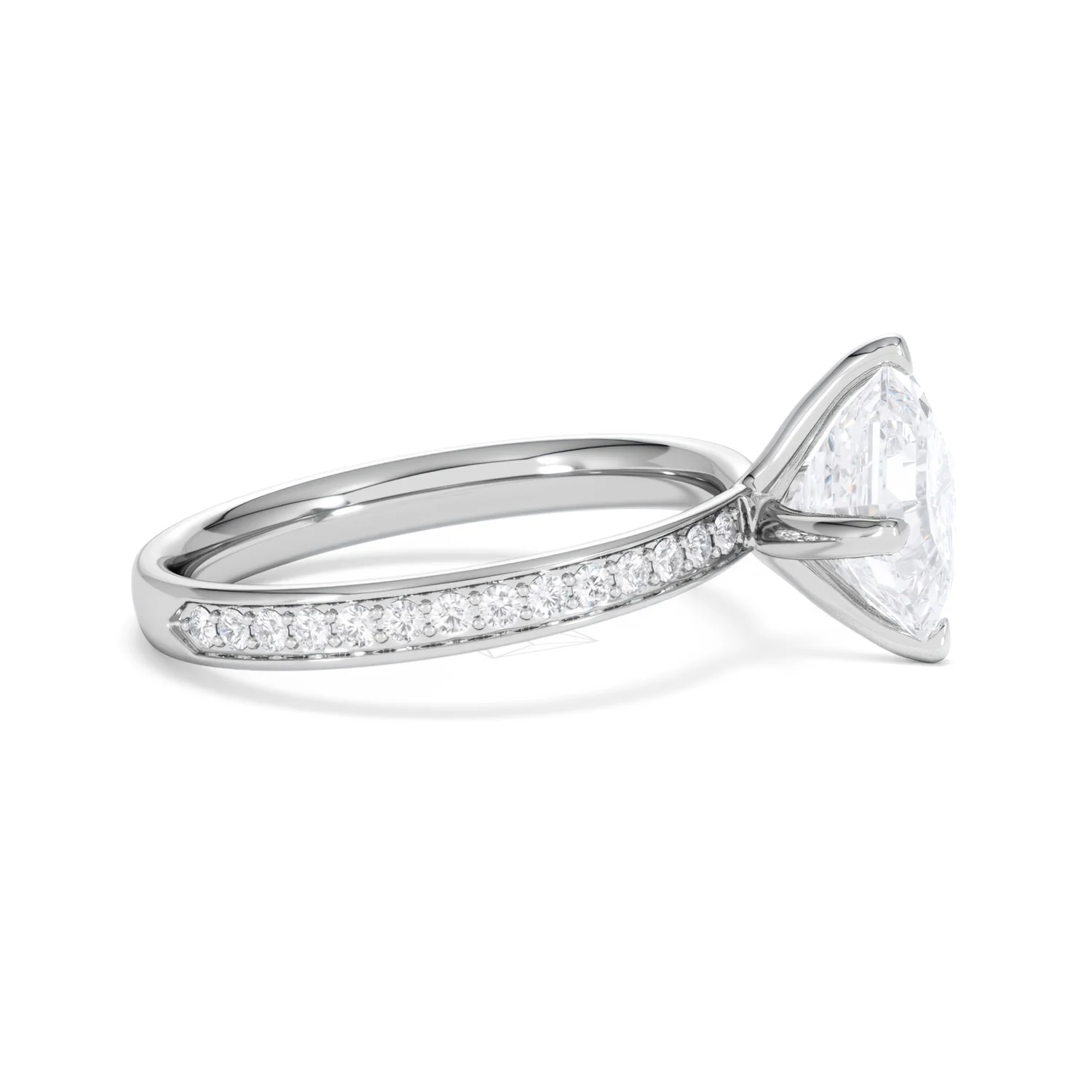 Origin Twist 2.00ct Asscher Cut Lab Diamond Solitaire Engagement Ring with Side Stones in 18K White Gold - Image 26