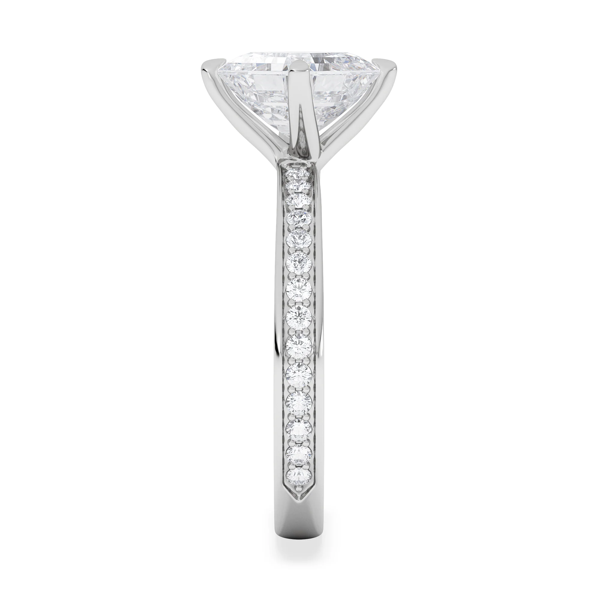 Origin Twist 2.00ct Asscher Cut Lab Diamond Solitaire Engagement Ring with Side Stones in 18K White Gold - Image 5