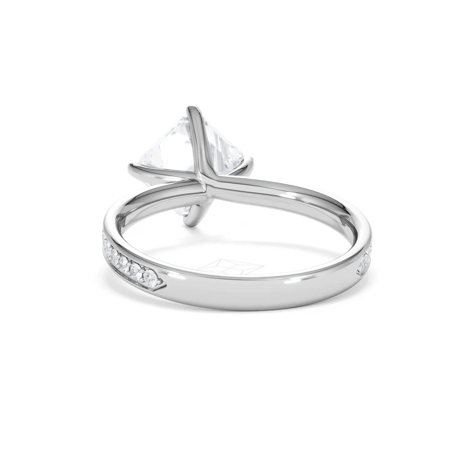 Origin Twist 2.00ct Asscher Cut Lab Diamond Solitaire Engagement Ring with Side Stones in 18K White Gold - Image 52