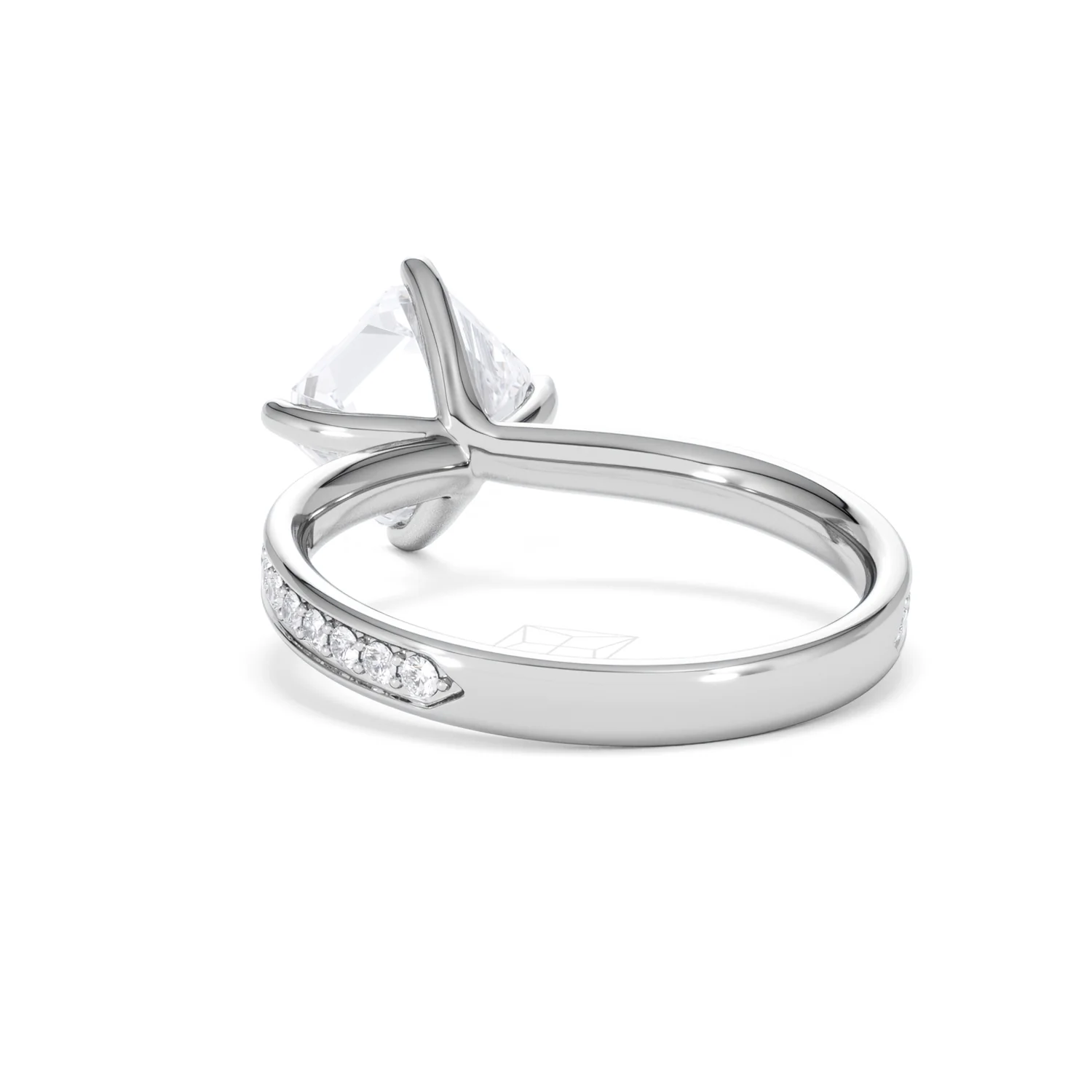 Origin Twist 2.00ct Asscher Cut Lab Diamond Solitaire Engagement Ring with Side Stones in 18K White Gold - Image 54