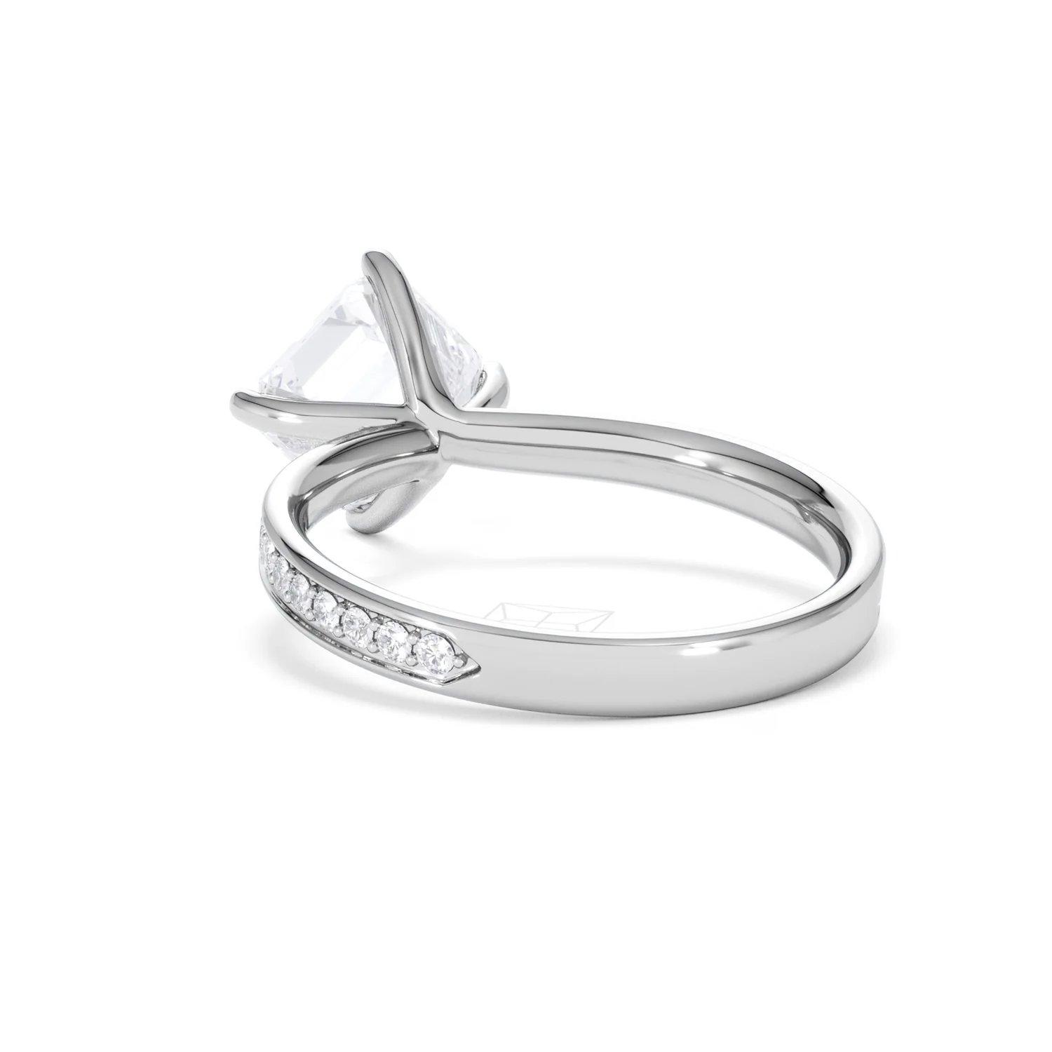 Origin Twist 2.00ct Asscher Cut Lab Diamond Solitaire Engagement Ring with Side Stones in 18K White Gold - Image 55